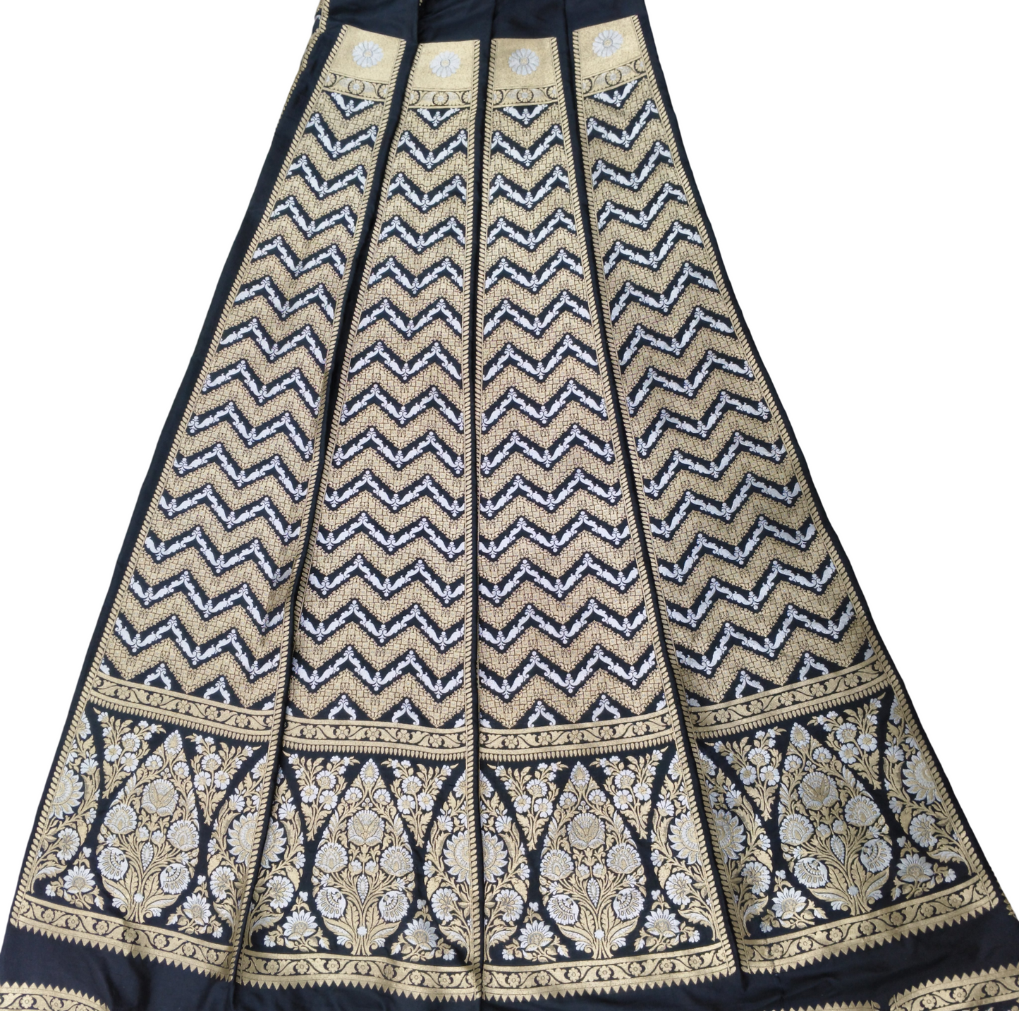 Black pure Katan Silk Lehenga Set