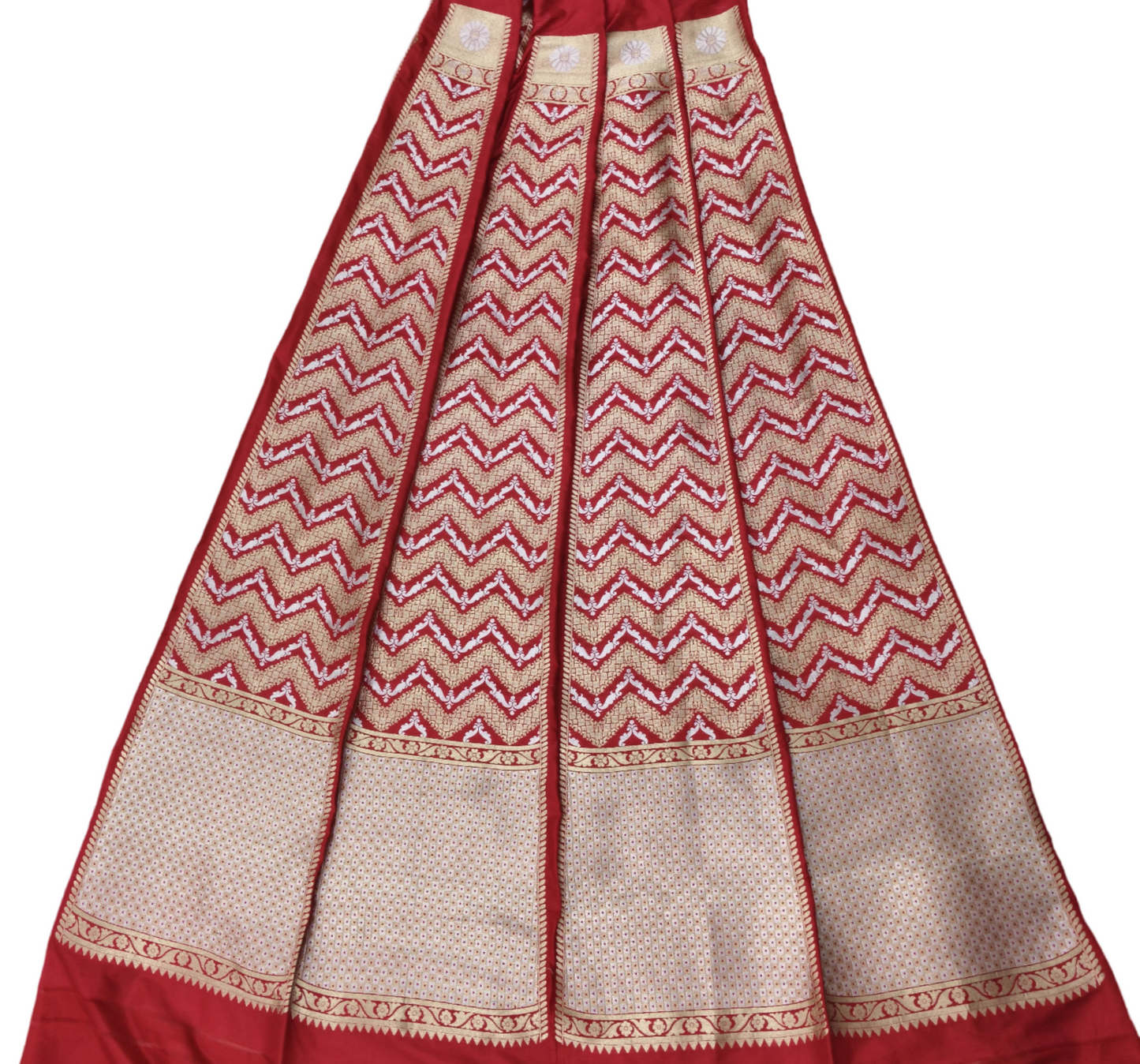 Red Pure katan silk lahenga set