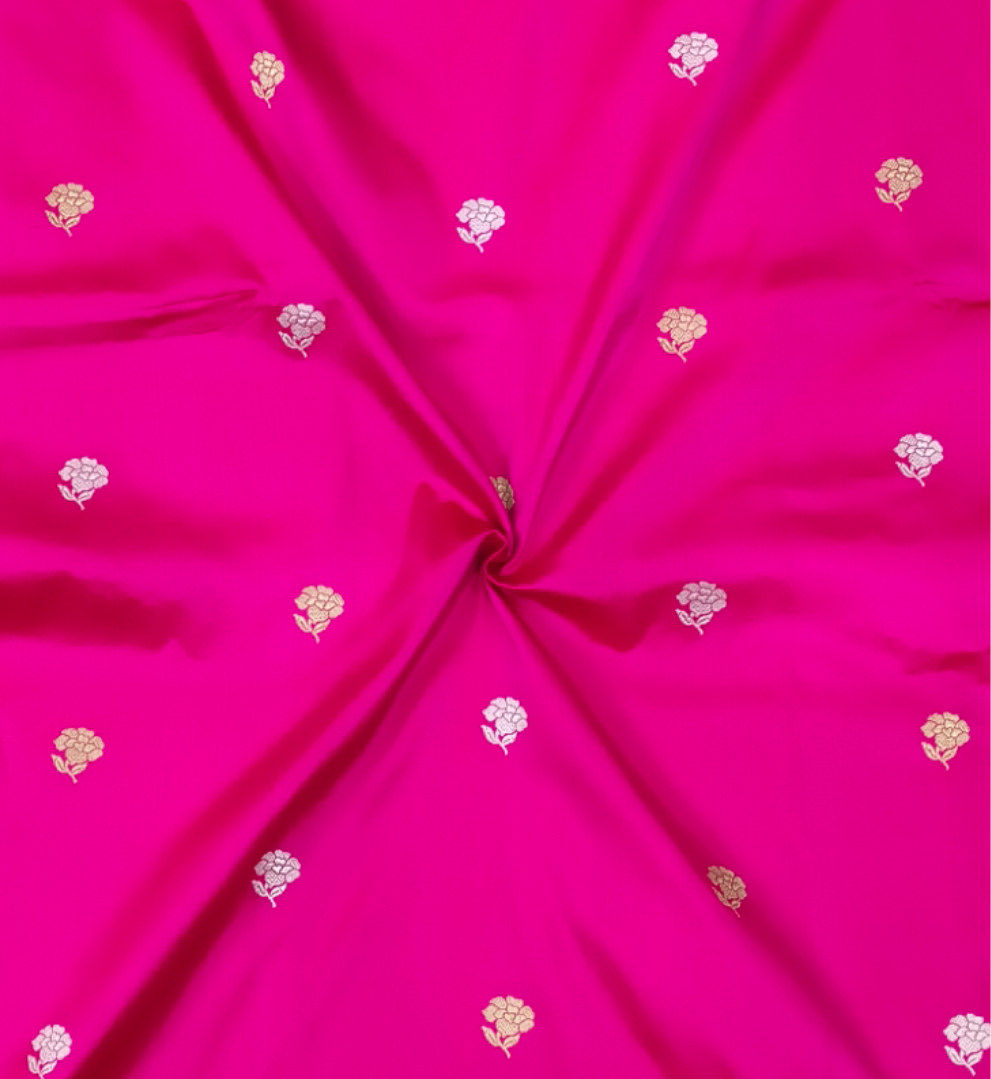 Dark Pink pure katan silk handvowen banarasi saree