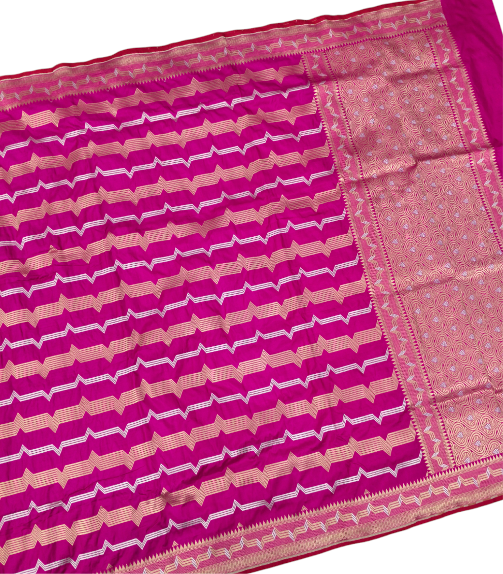 Pink pure katan silk handloom banarasi saree
