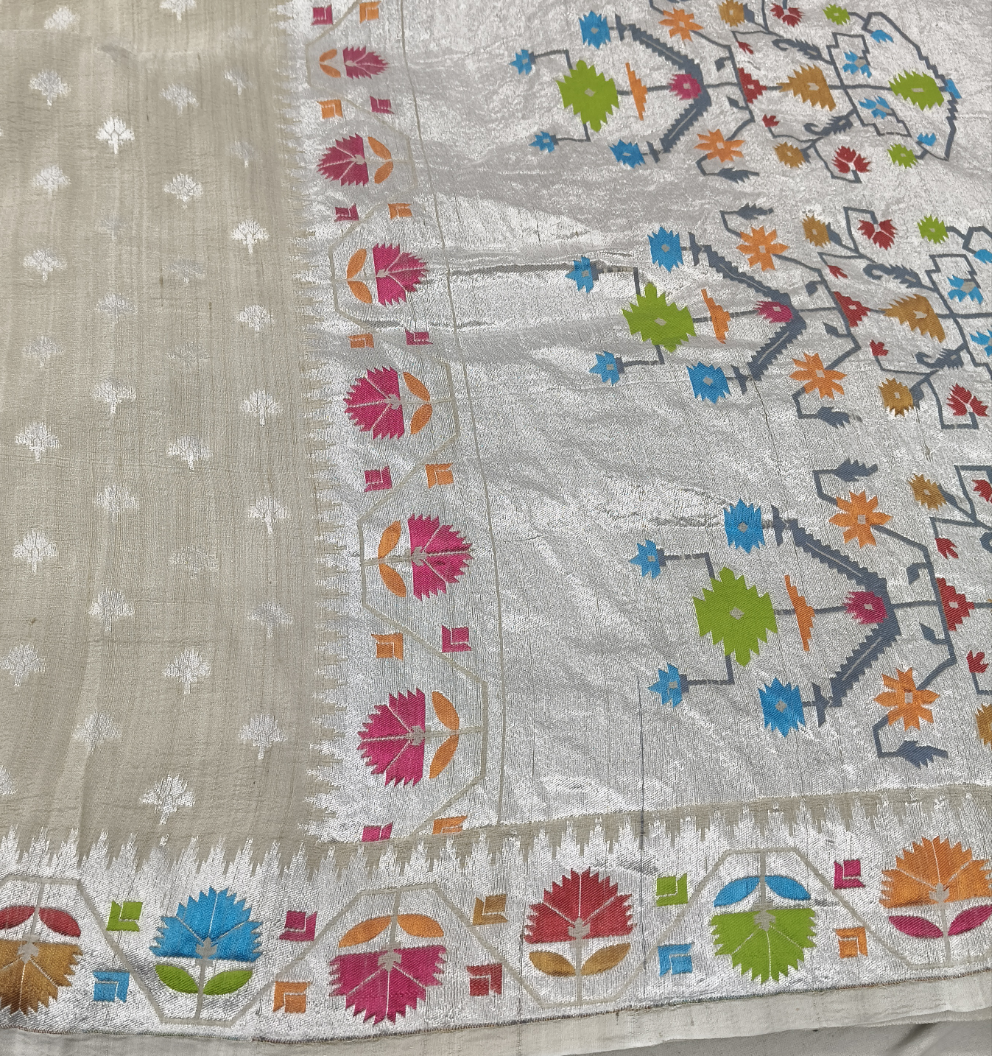 Pure tusser georgette handloom banarasi saree