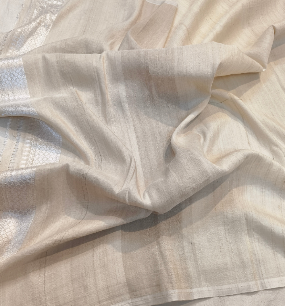 Pure tusser georgette handloom banarasi saree