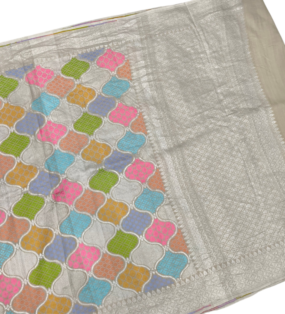 Pure tusser georgette handloom banarasi saree