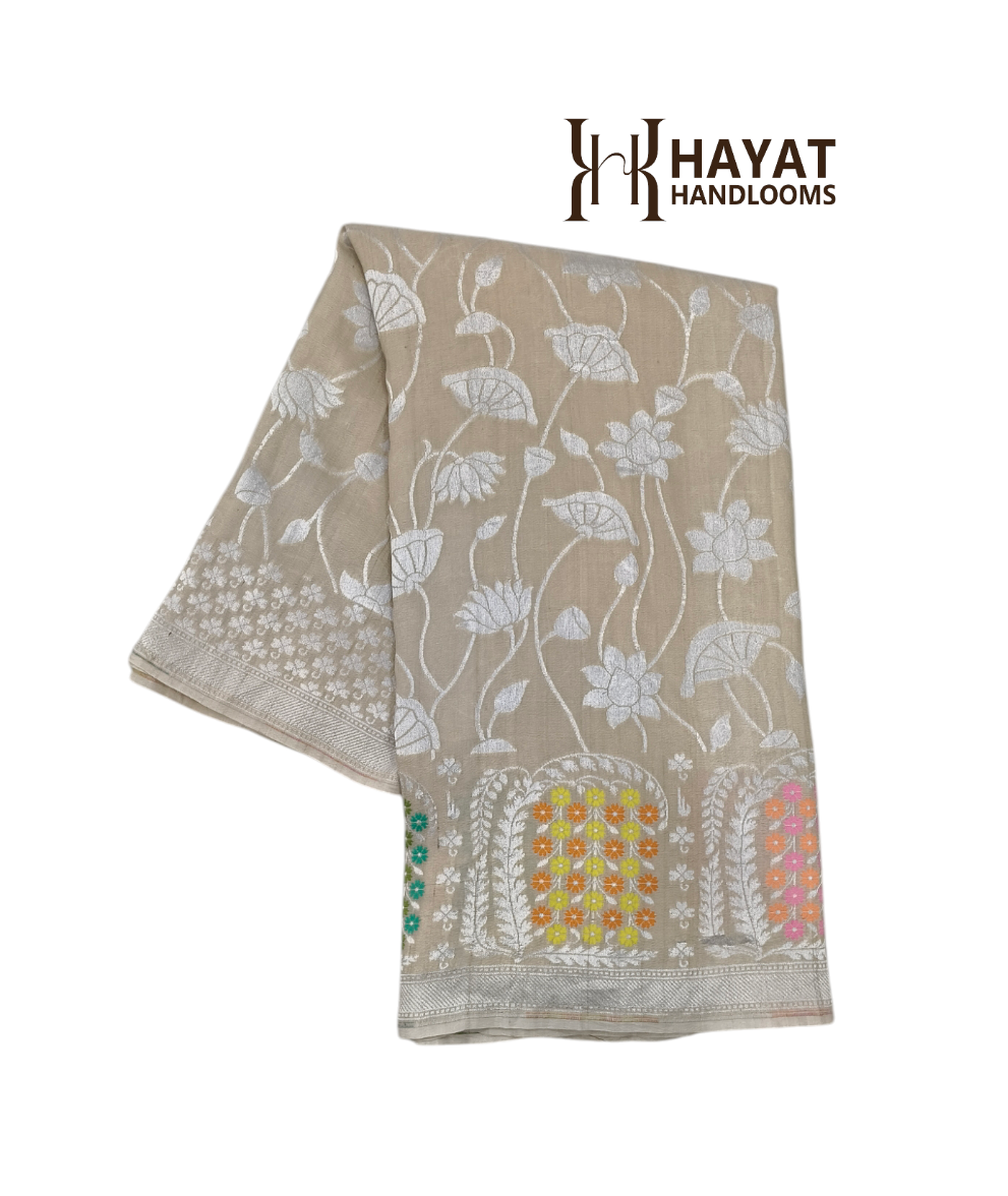 Tusser georgette handloom banarasi saree