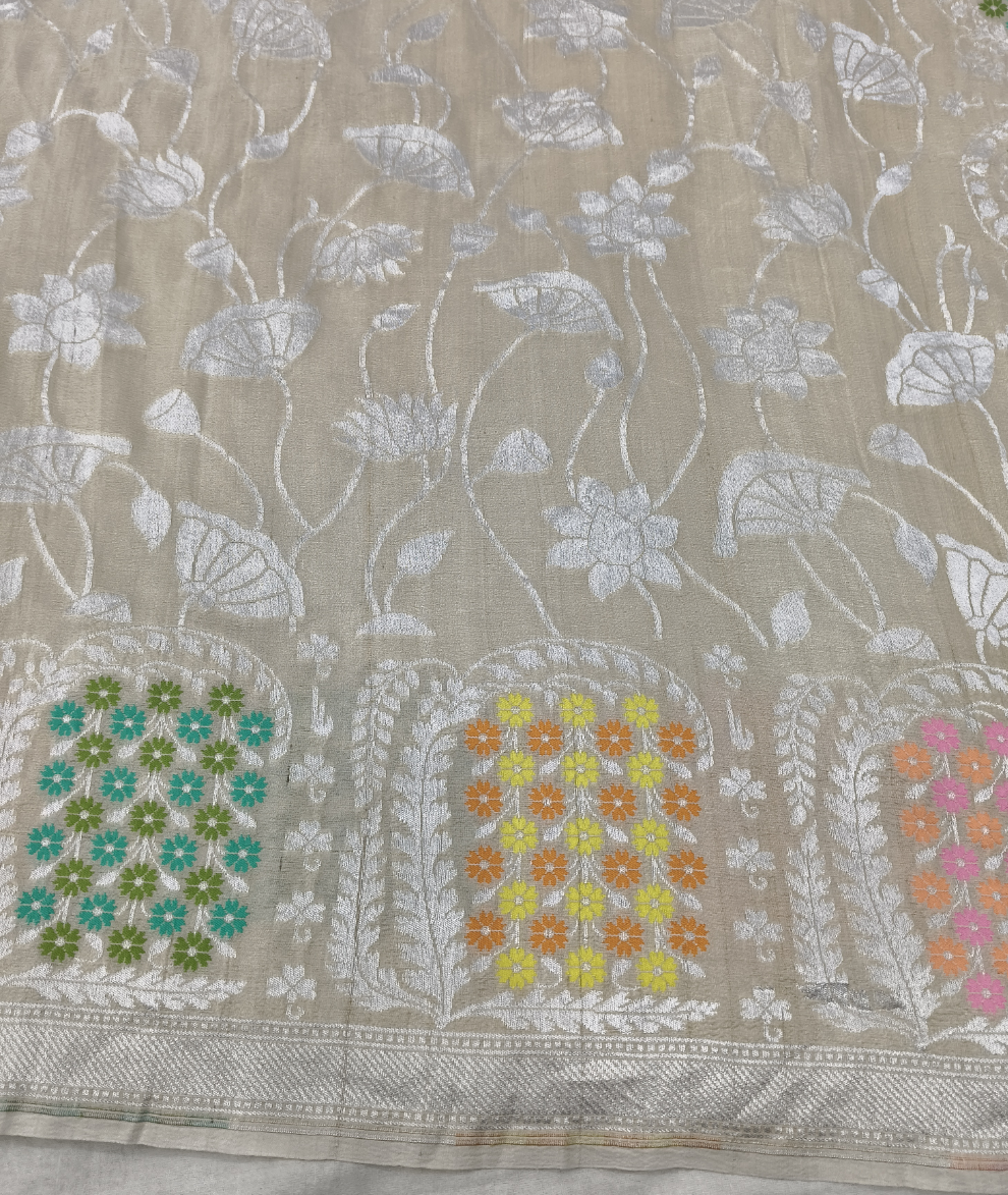 Tusser georgette handloom banarasi saree
