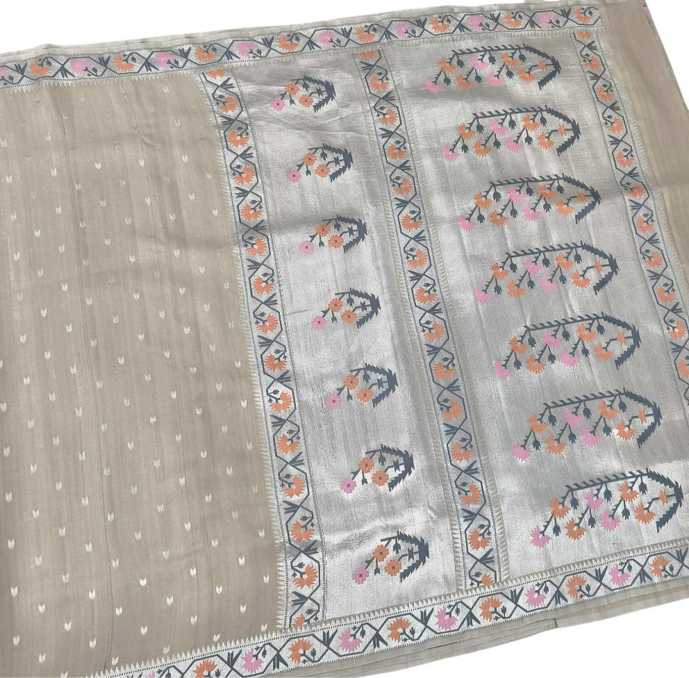 Pure tusser georgette handloom banarasi saree