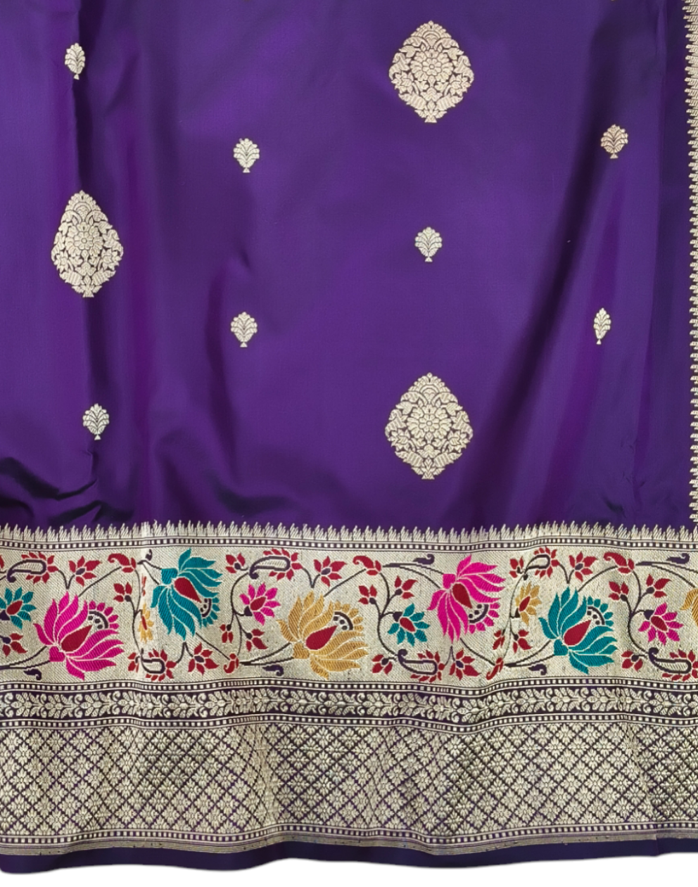 Purple pure katan silk handvowen banarasi saree