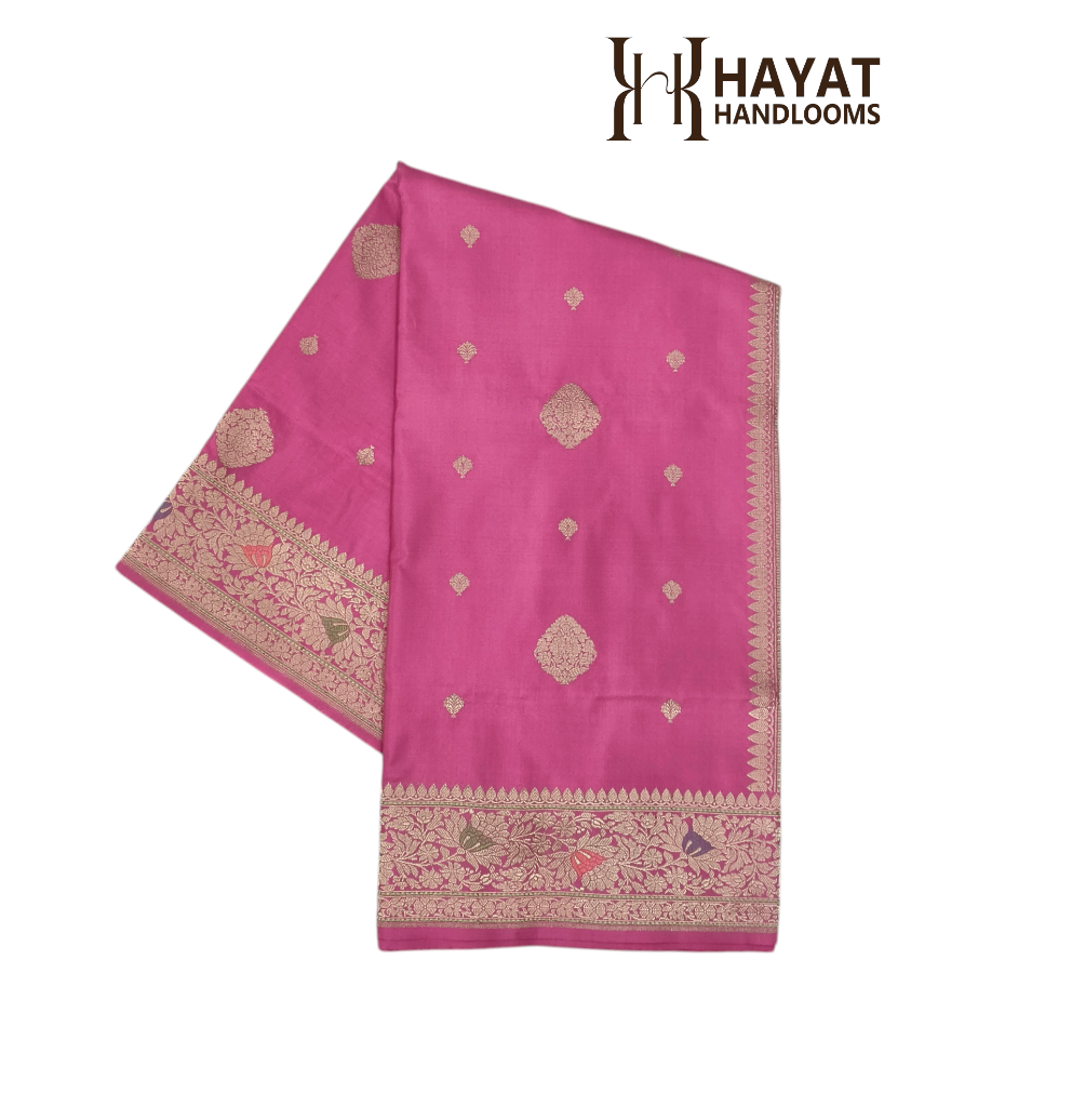 Light pink pure silk handvowen banarasi saree