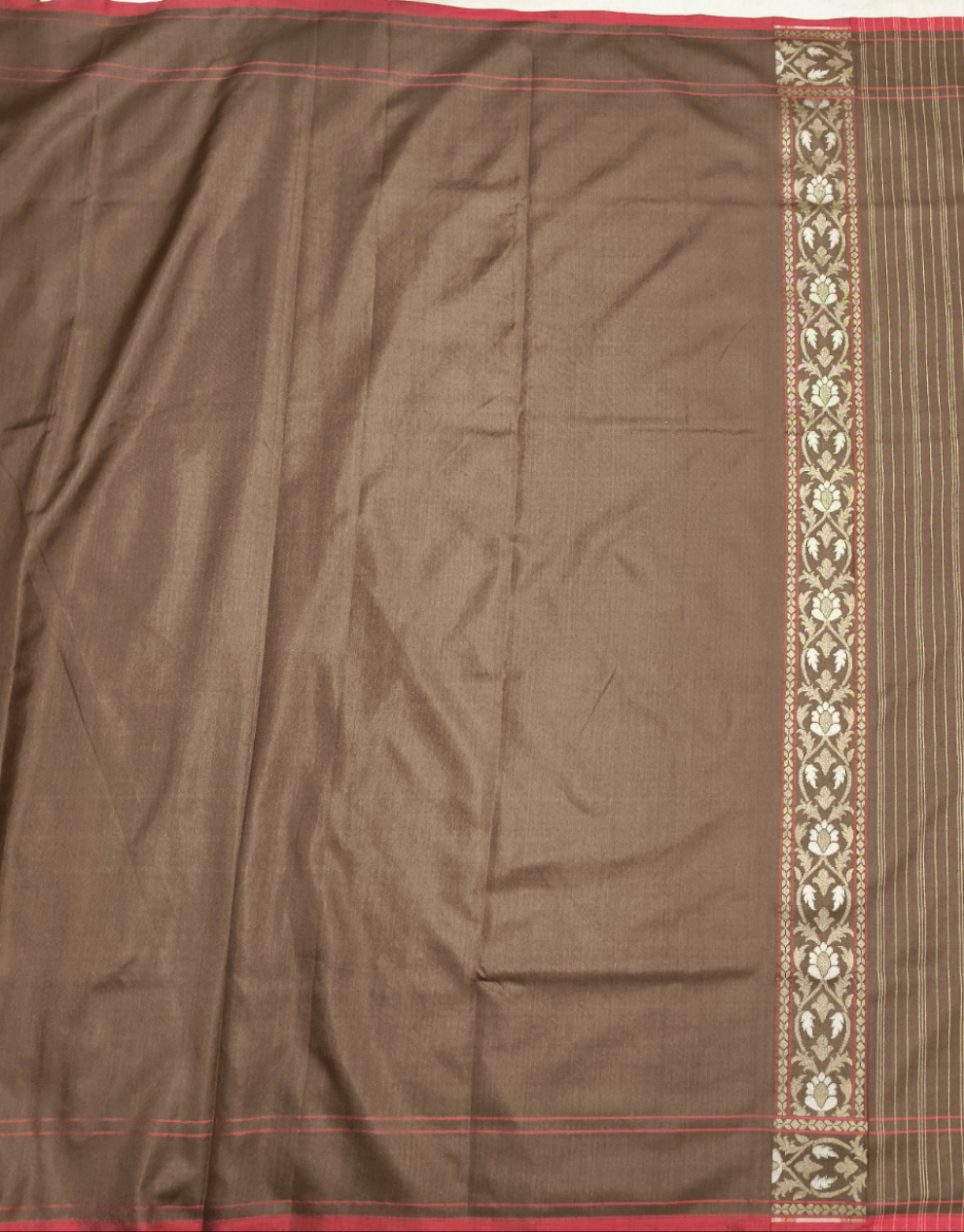 Brown pure katan silk ektara jamdani cutwork jaal banarasi saree