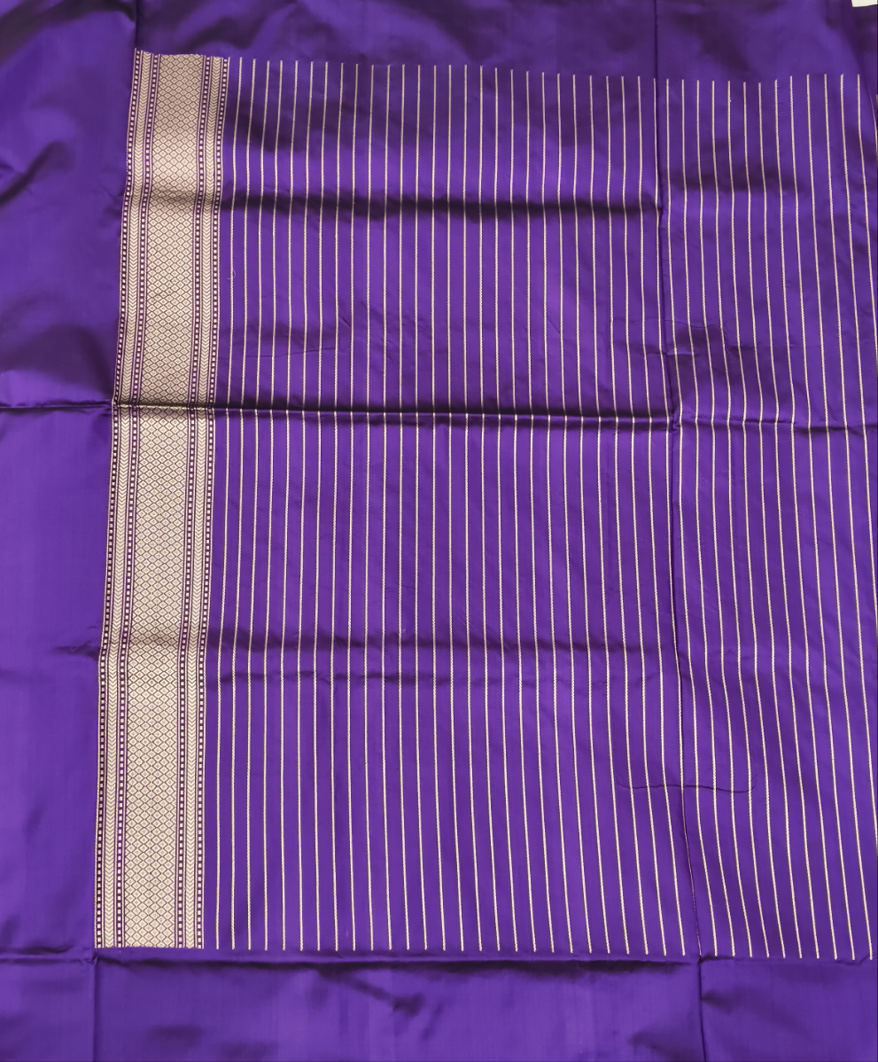 Purple Pure Katan Silk Handwoven Banarasi Saree