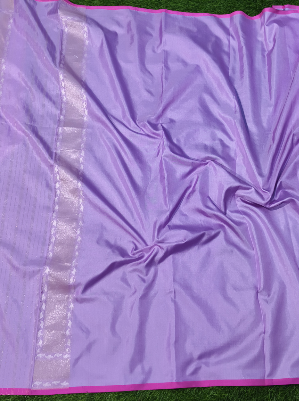 Lavender pure katan silk ektara jamdani cutwork jaal banarasi saree
