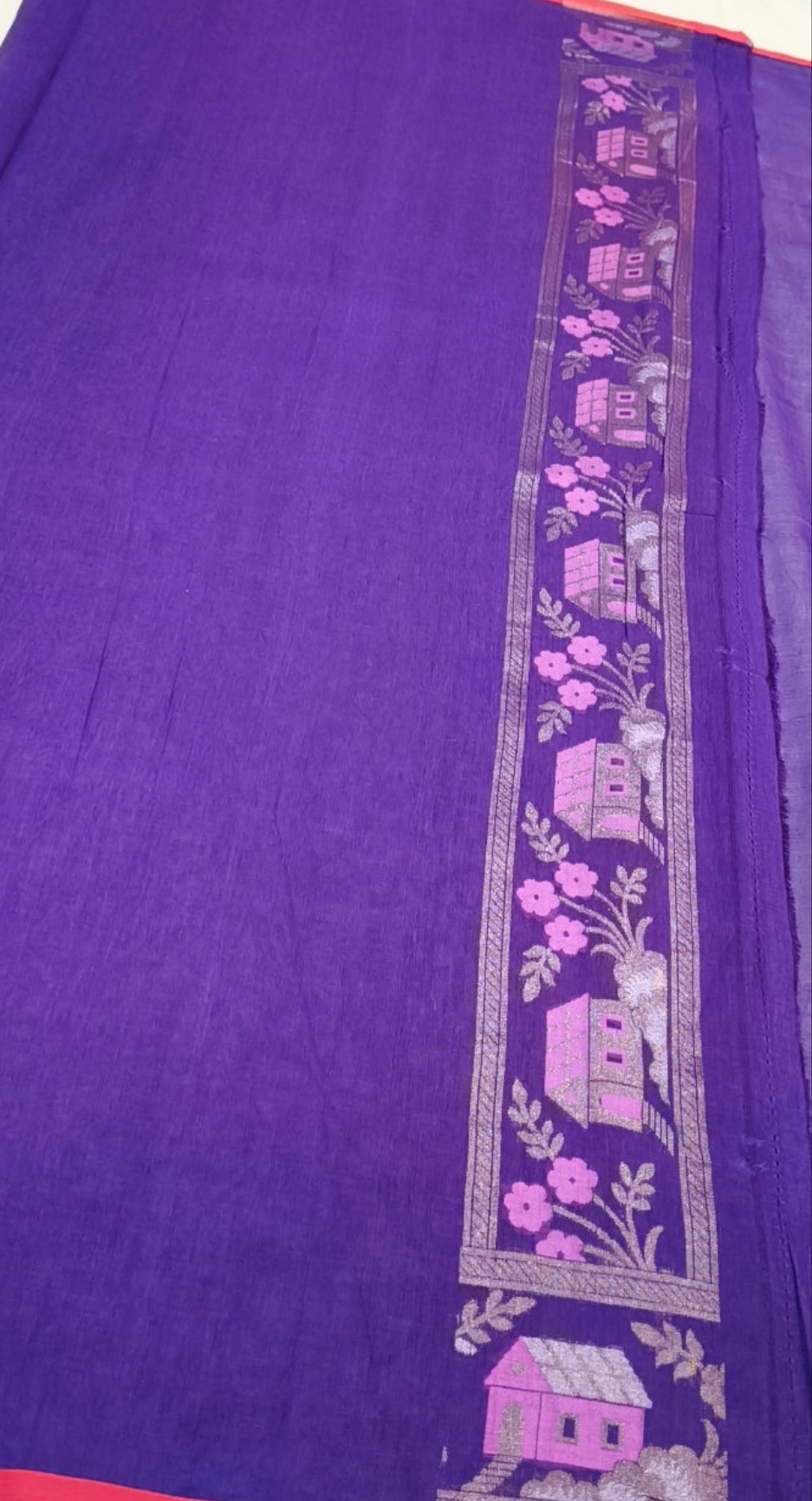 Pure Cotton Ektara Tilfi Cutwork Jamdani Banarasi Sare