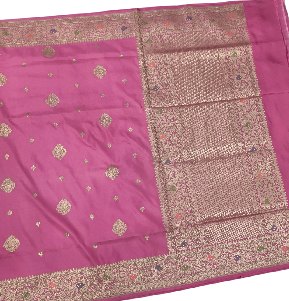 Light pink pure silk handvowen banarasi saree