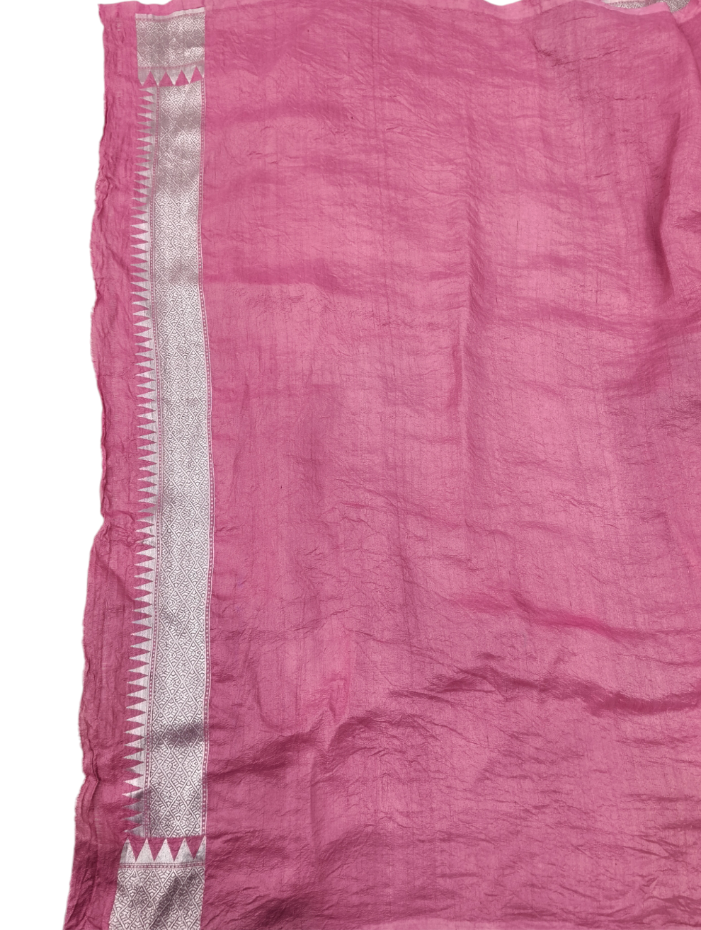 Dusty pink pure tusser georgette handloom banarasi saree