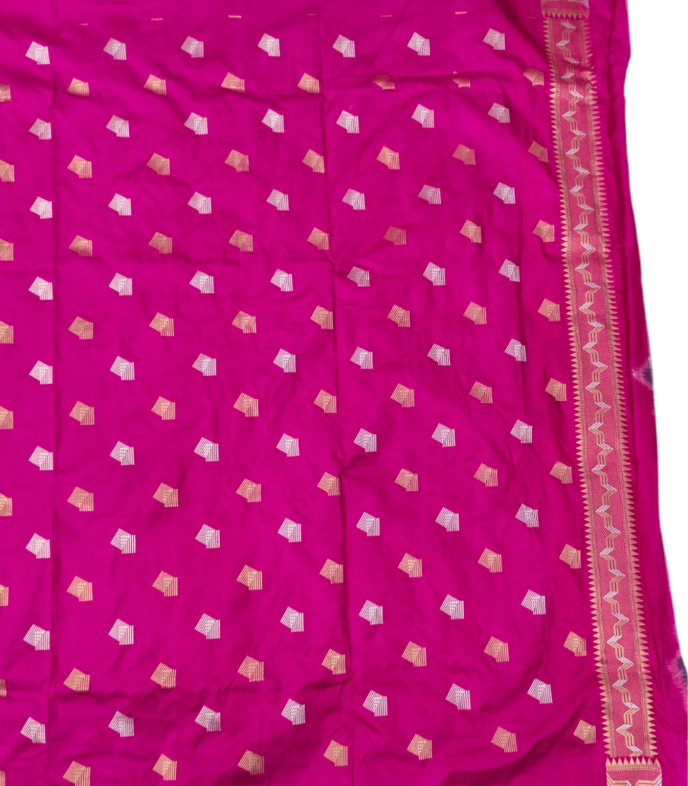 Pink pure katan silk handloom banarasi saree