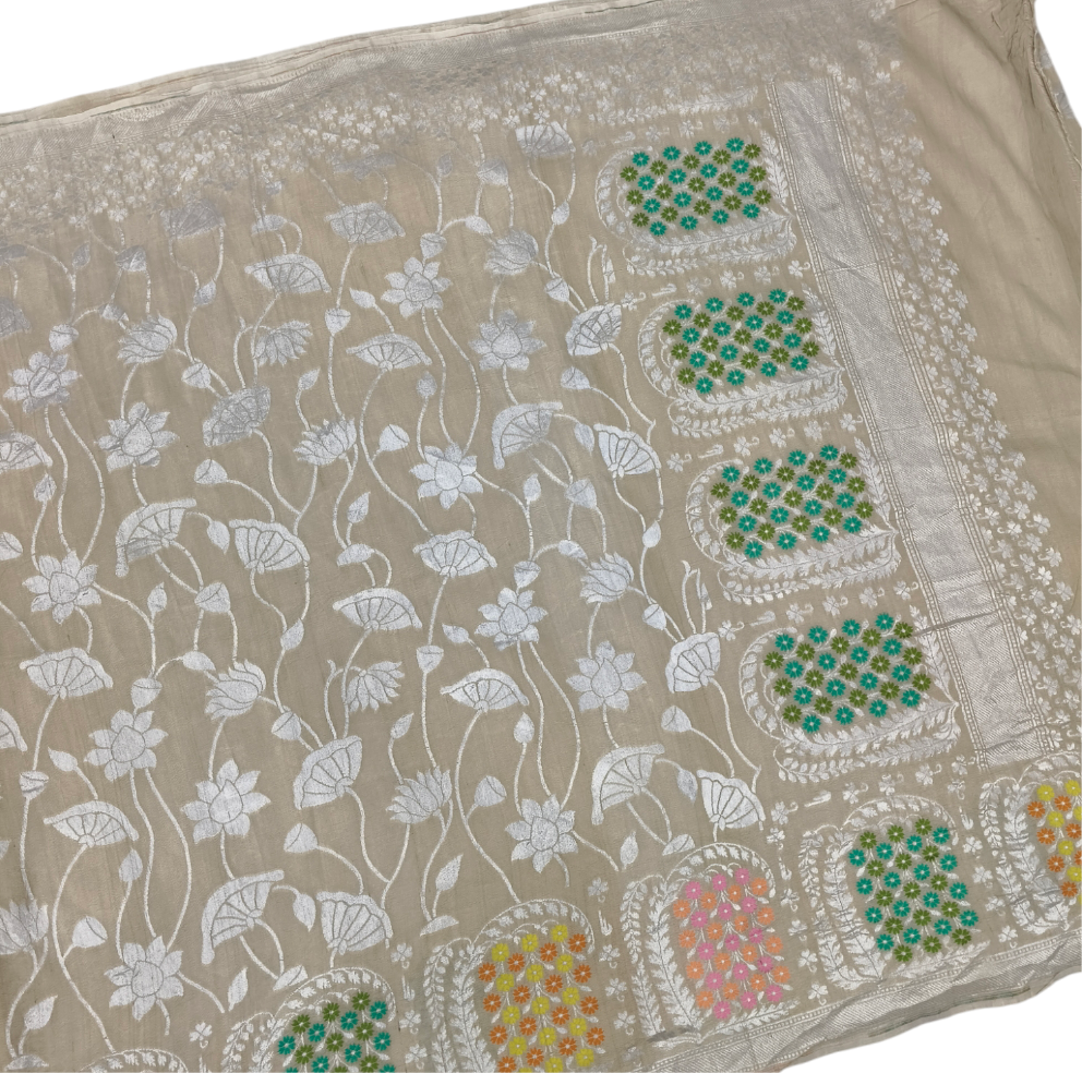 Tusser georgette handloom banarasi saree