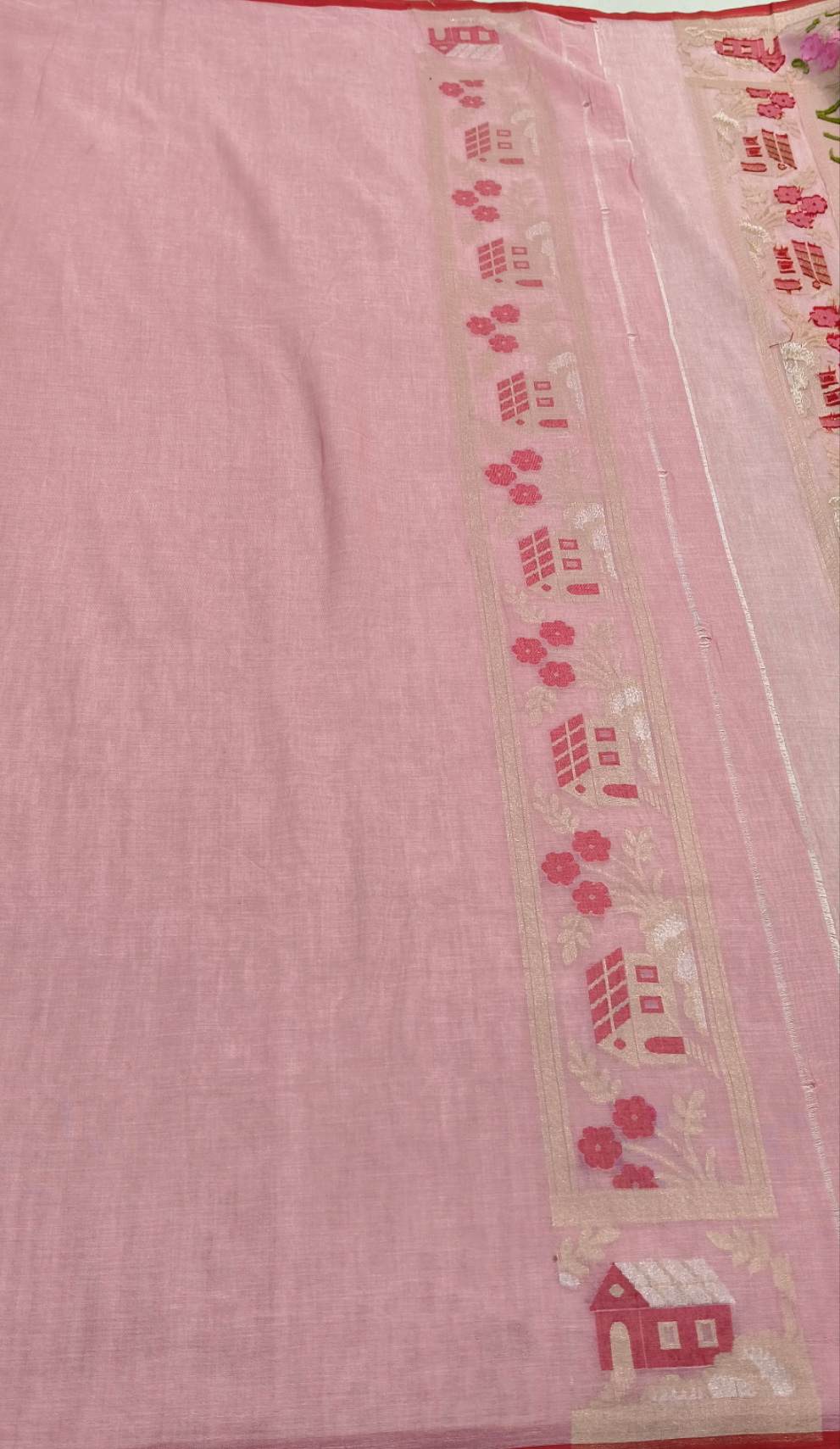 Pure Cotton Ektara Tilfi Cutwork Jamdani Banarasi Saree