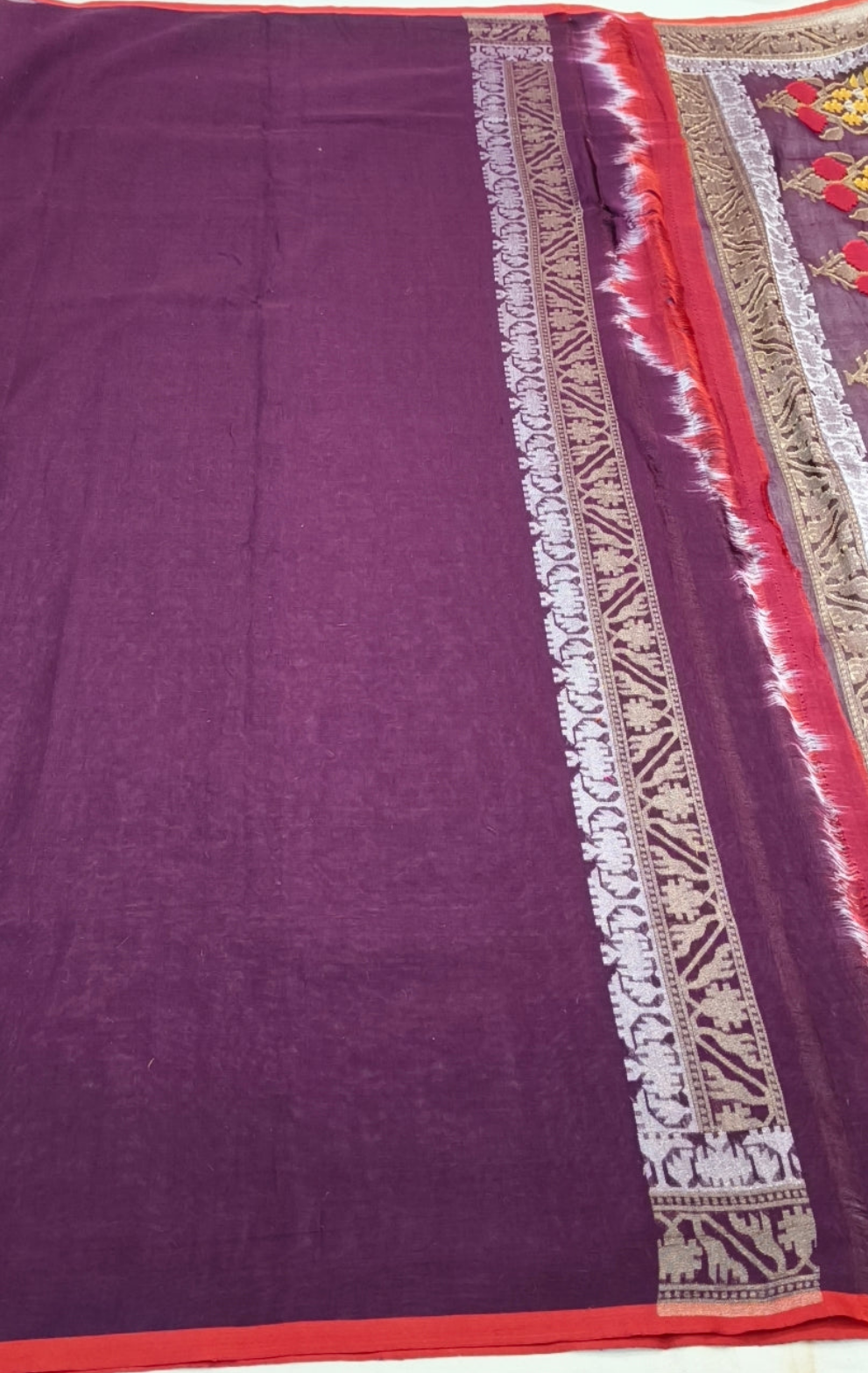 Pure Cotton Ektara Tilfi Cutwork Jamdani Banarasi Saree