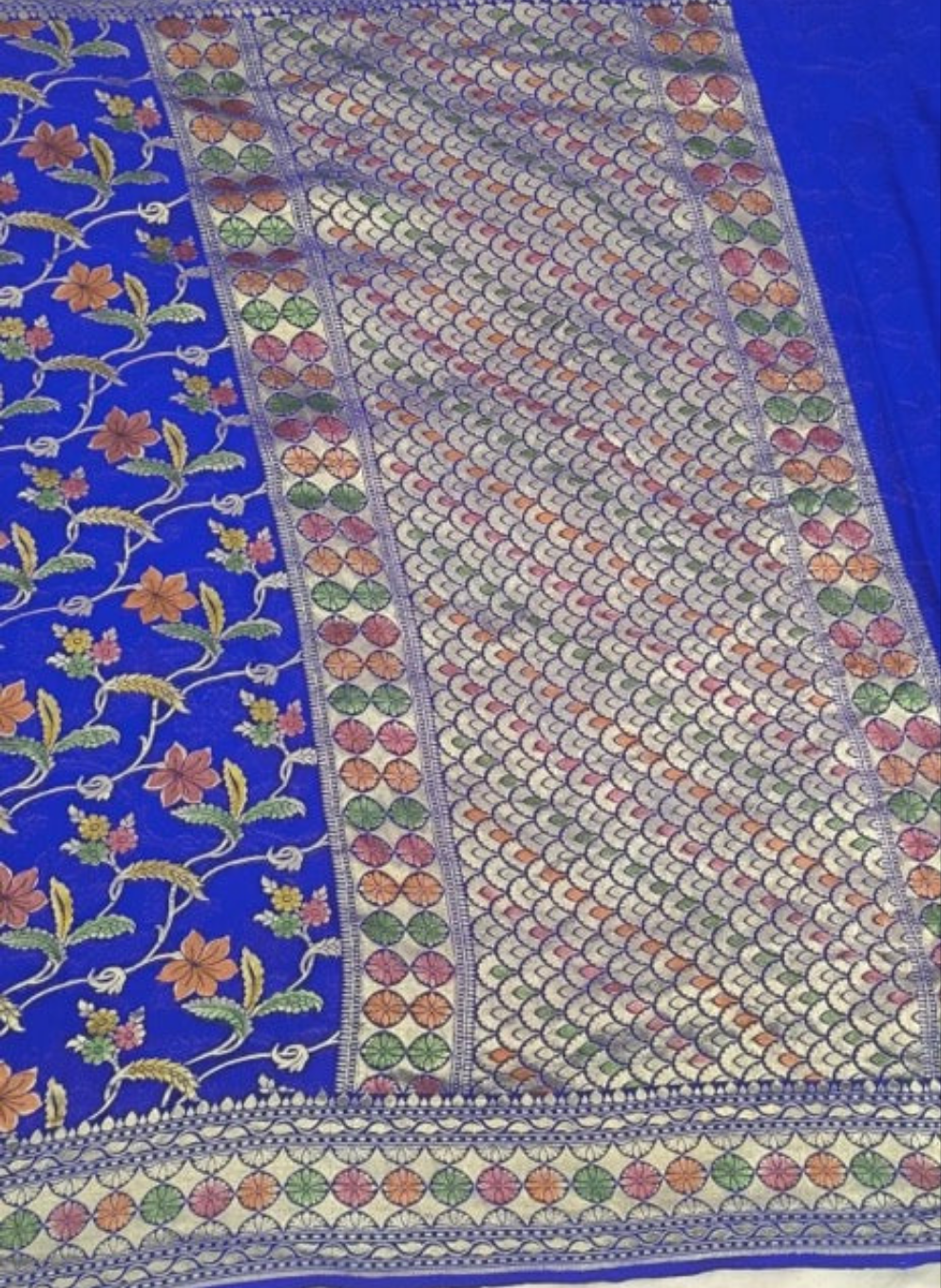 Royal Blue Khaddi Georgette Saree