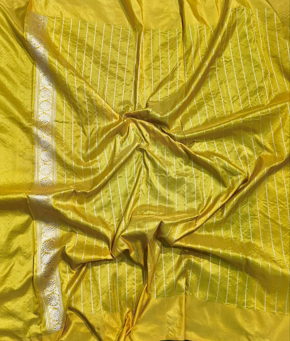 Pure kora tissue katan border handwoven banarasi saree