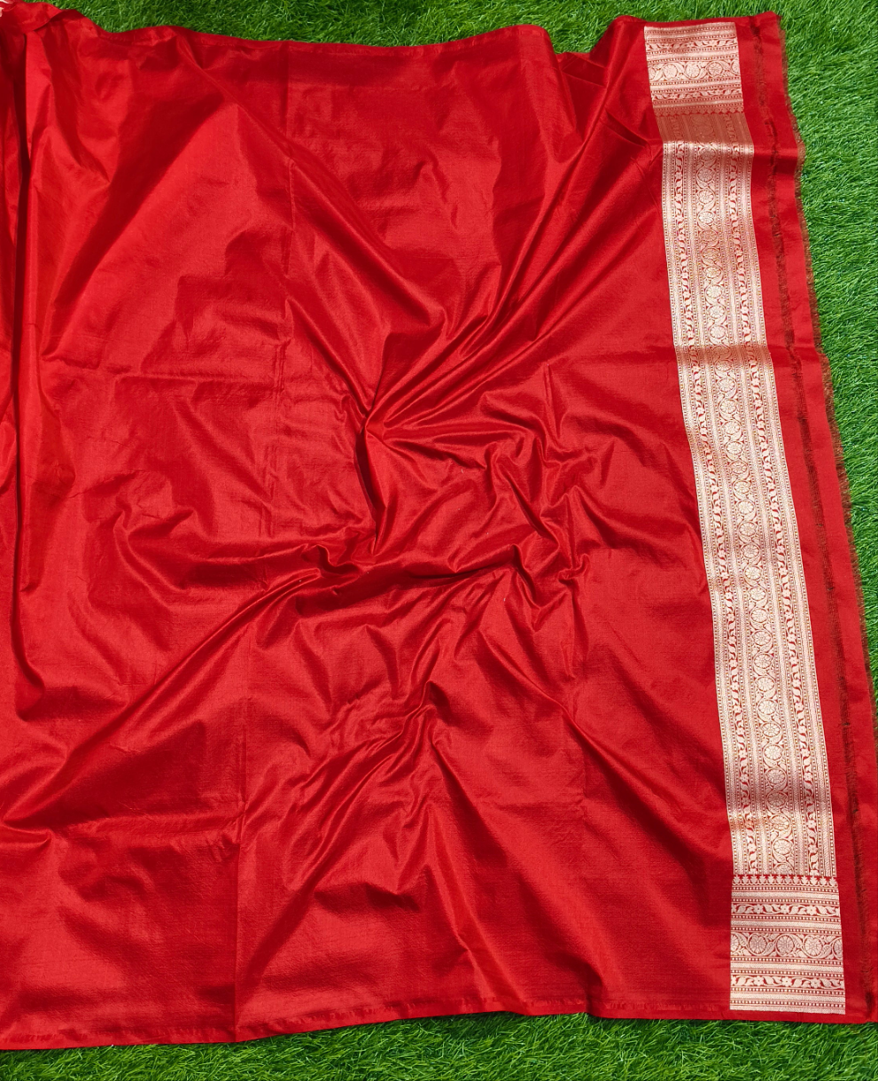 Red pure katan silk handloom banarasi saree