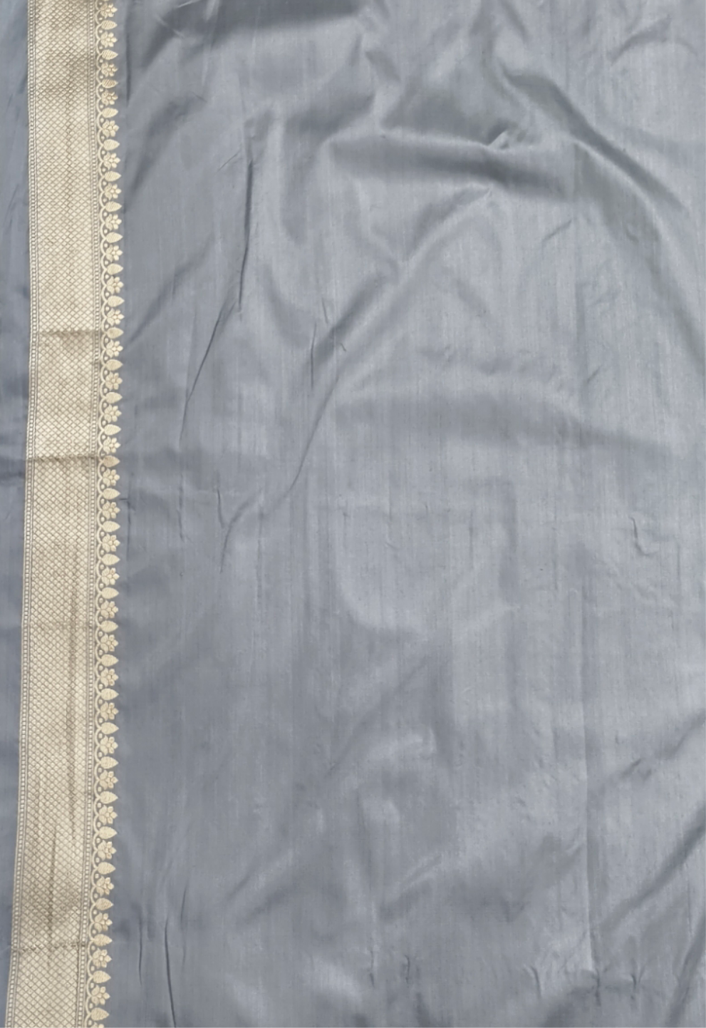 Grey pure katan silk handvowen banarasi saree
