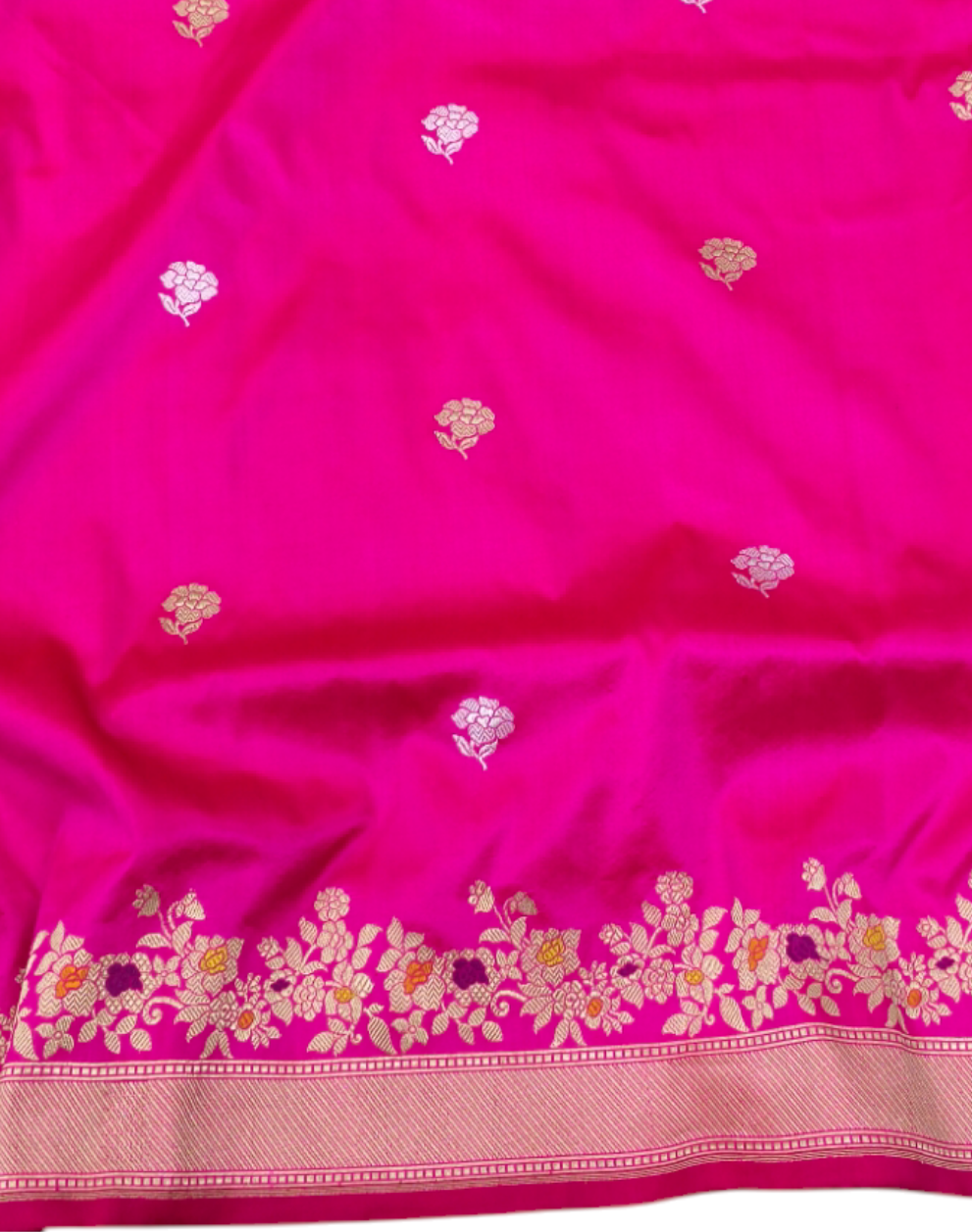 Dark Pink pure katan silk handvowen banarasi saree
