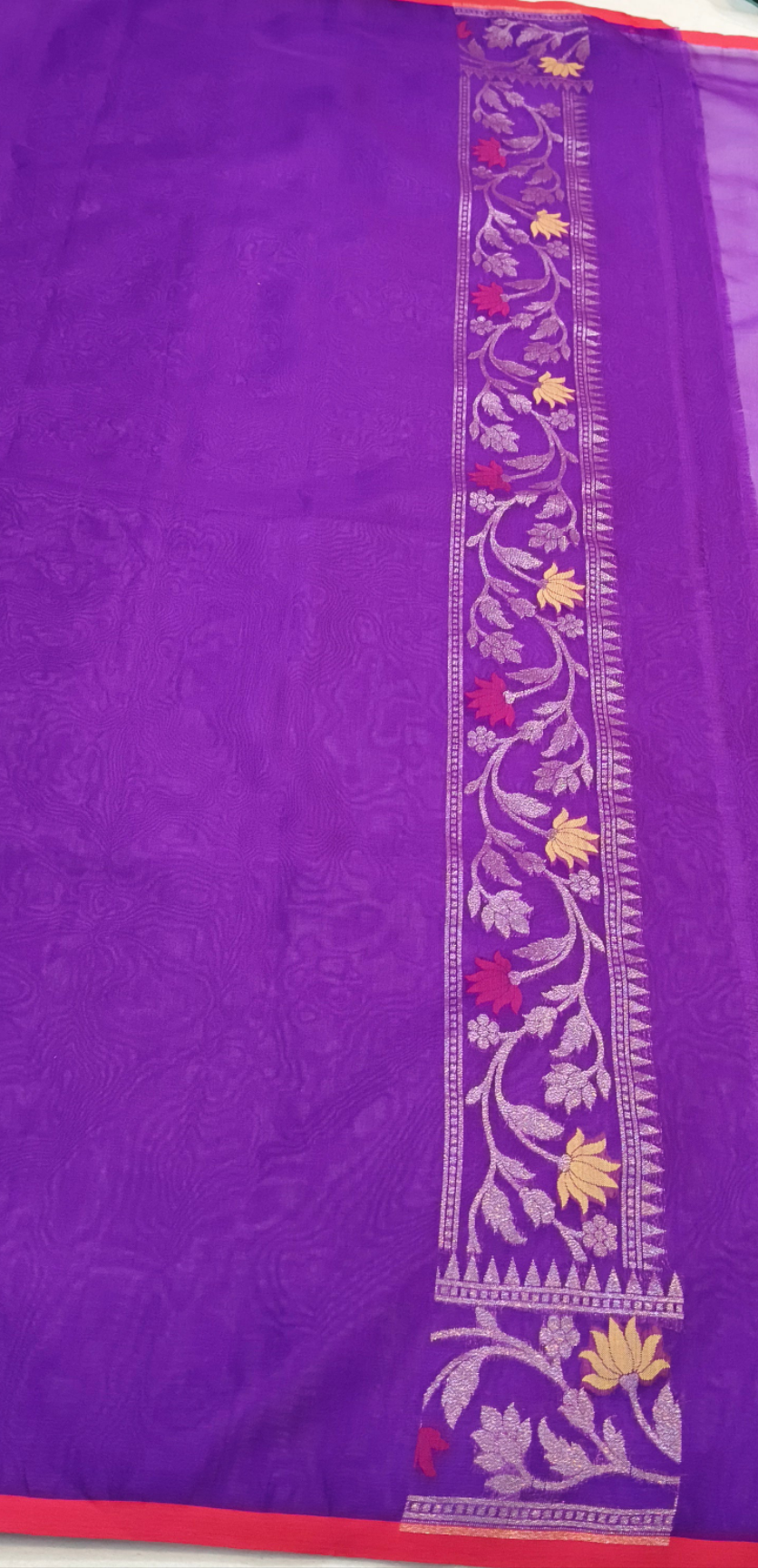 Pure Kora Silk Ektara Tilfi Cutwork Jamdani Banarasi Saree