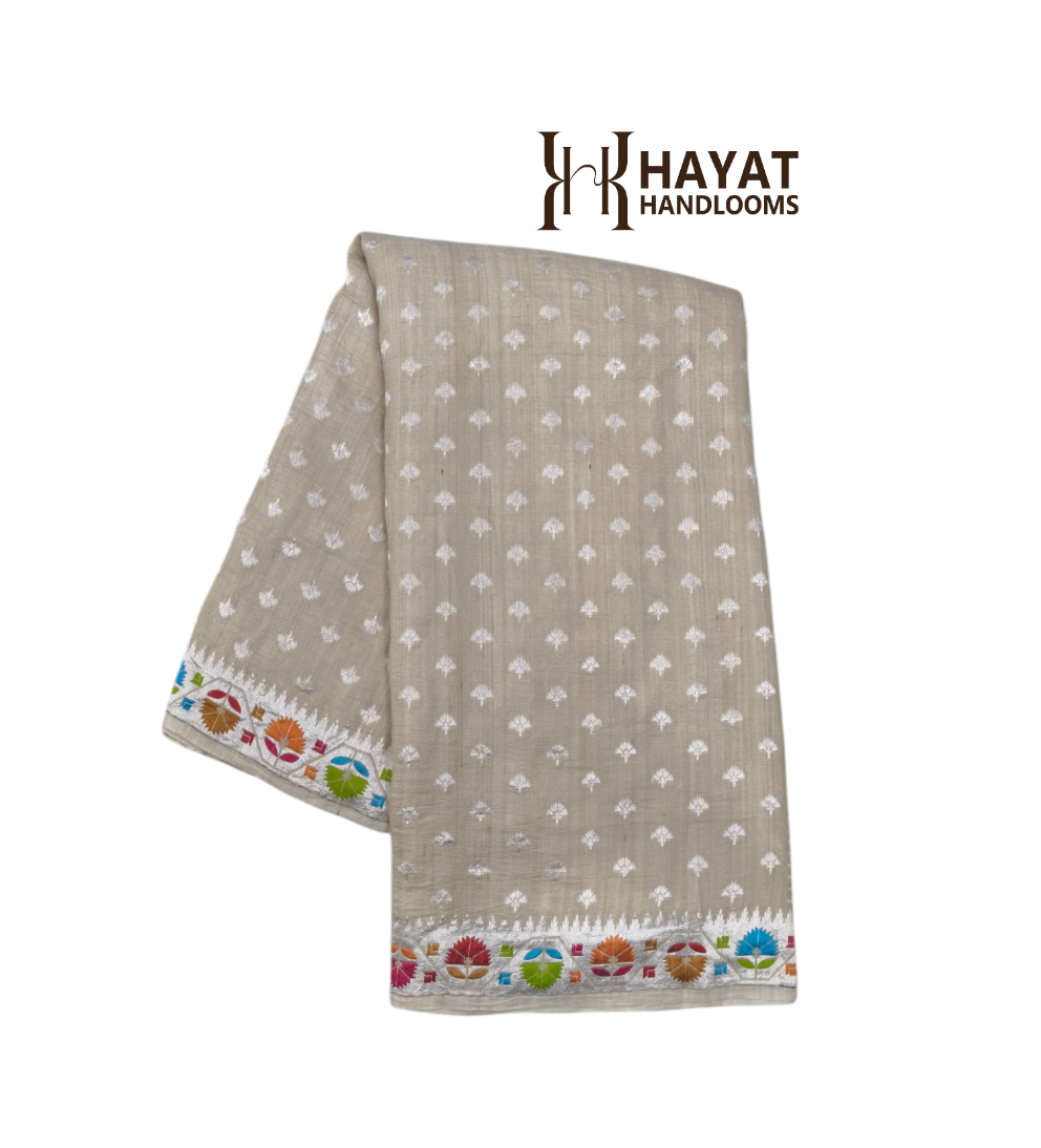 Pure tusser georgette handloom banarasi saree