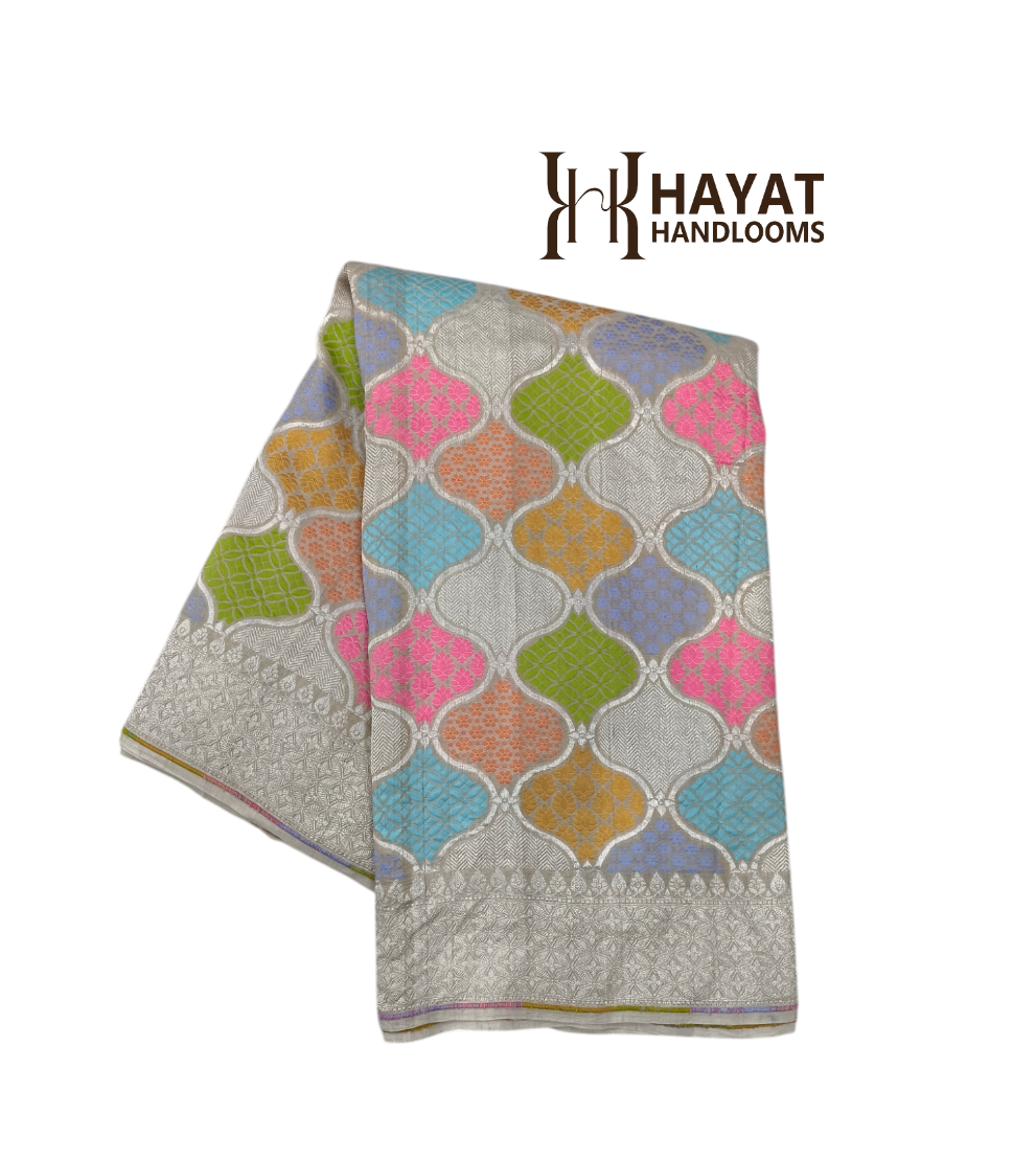 Pure tusser georgette handloom banarasi saree
