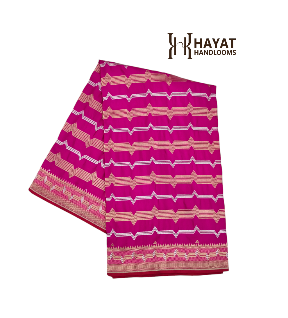 Pink pure katan silk handloom banarasi saree