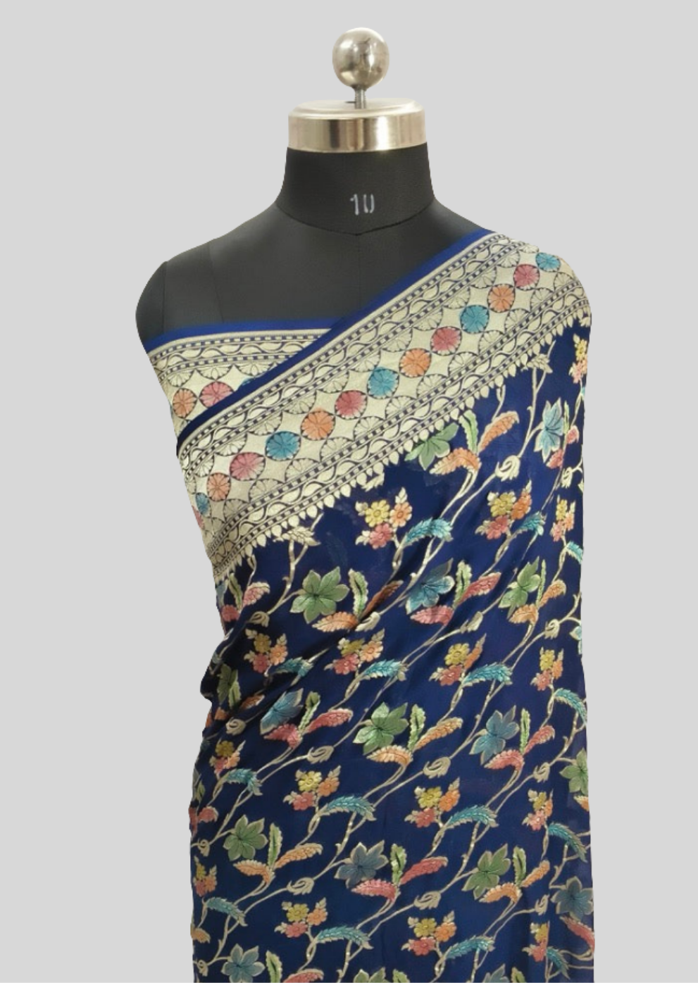 Dark Blue Khaddi Georgette Saree