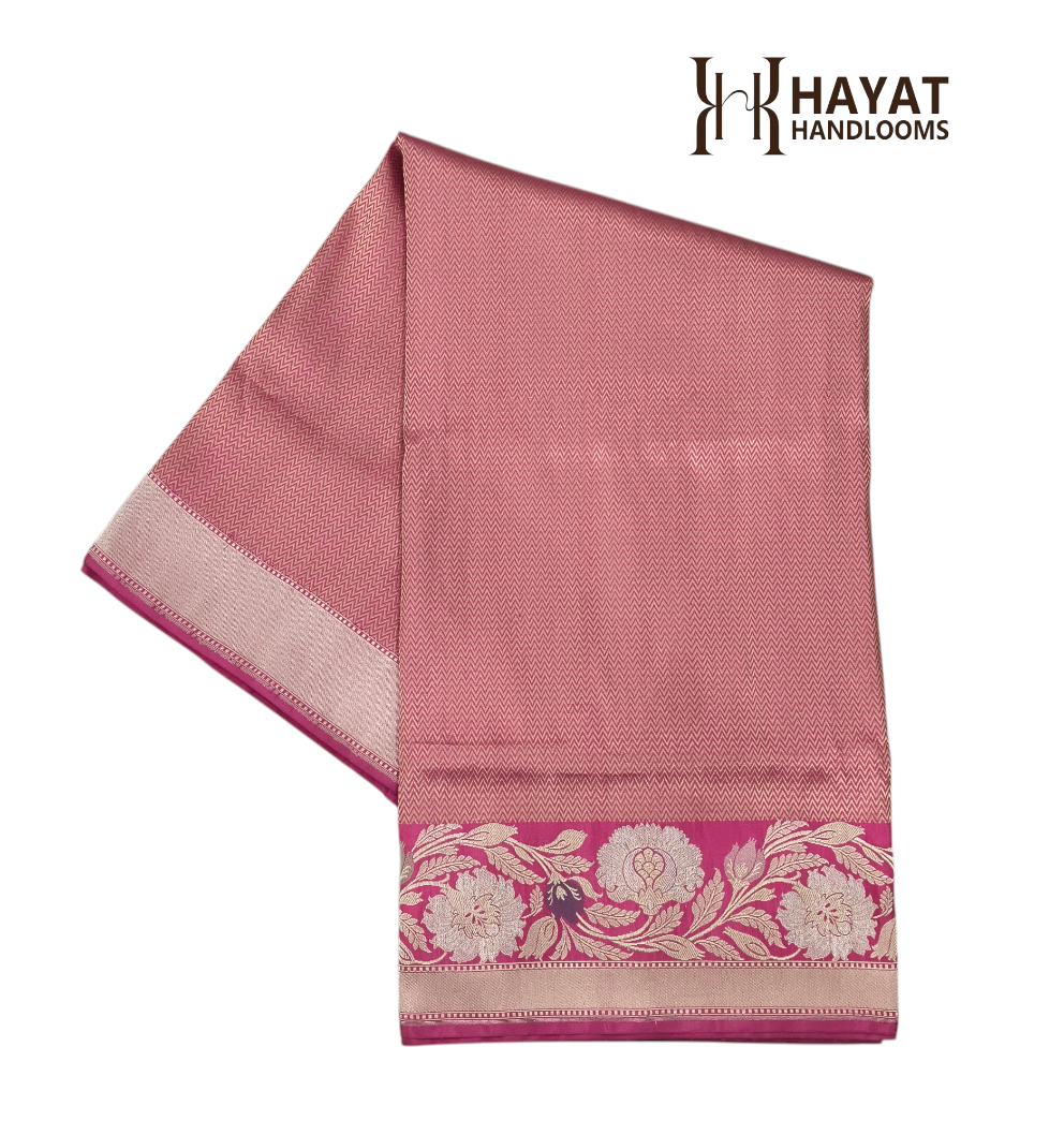 Pink pure katan silk handvowen banarasi saree