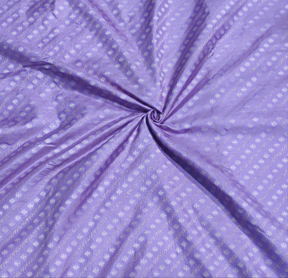 Lavender pure katan silk ektara jamdani cutwork jaal banarasi saree