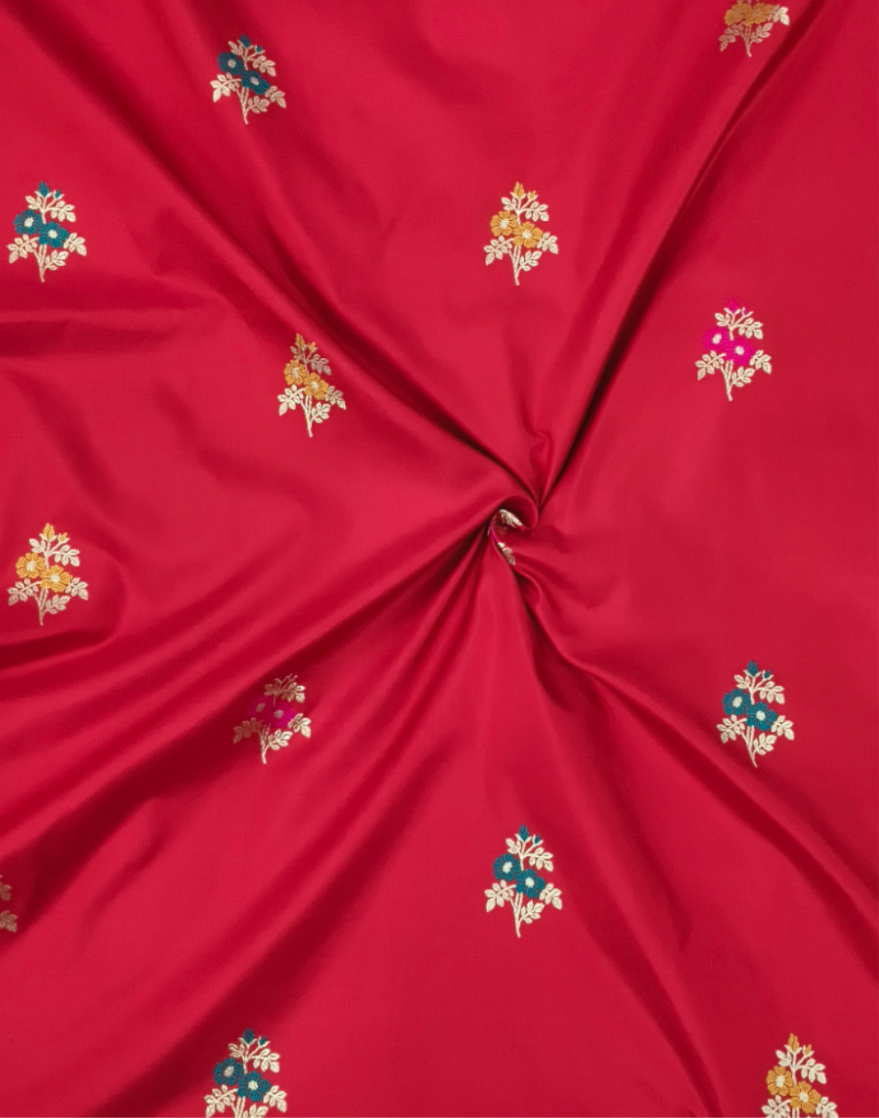 Red pure katan silk handvowen banarasi saree