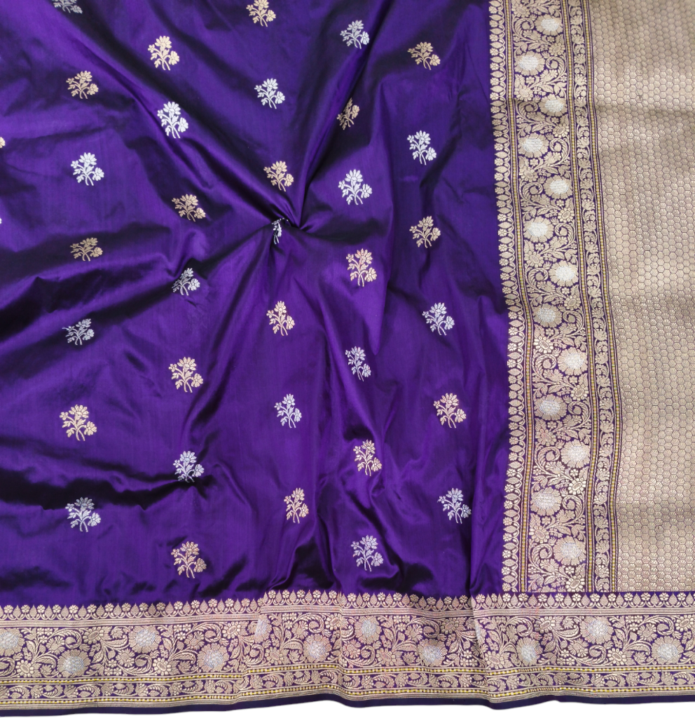 Purple pure katan silk handvowen banarasi saree