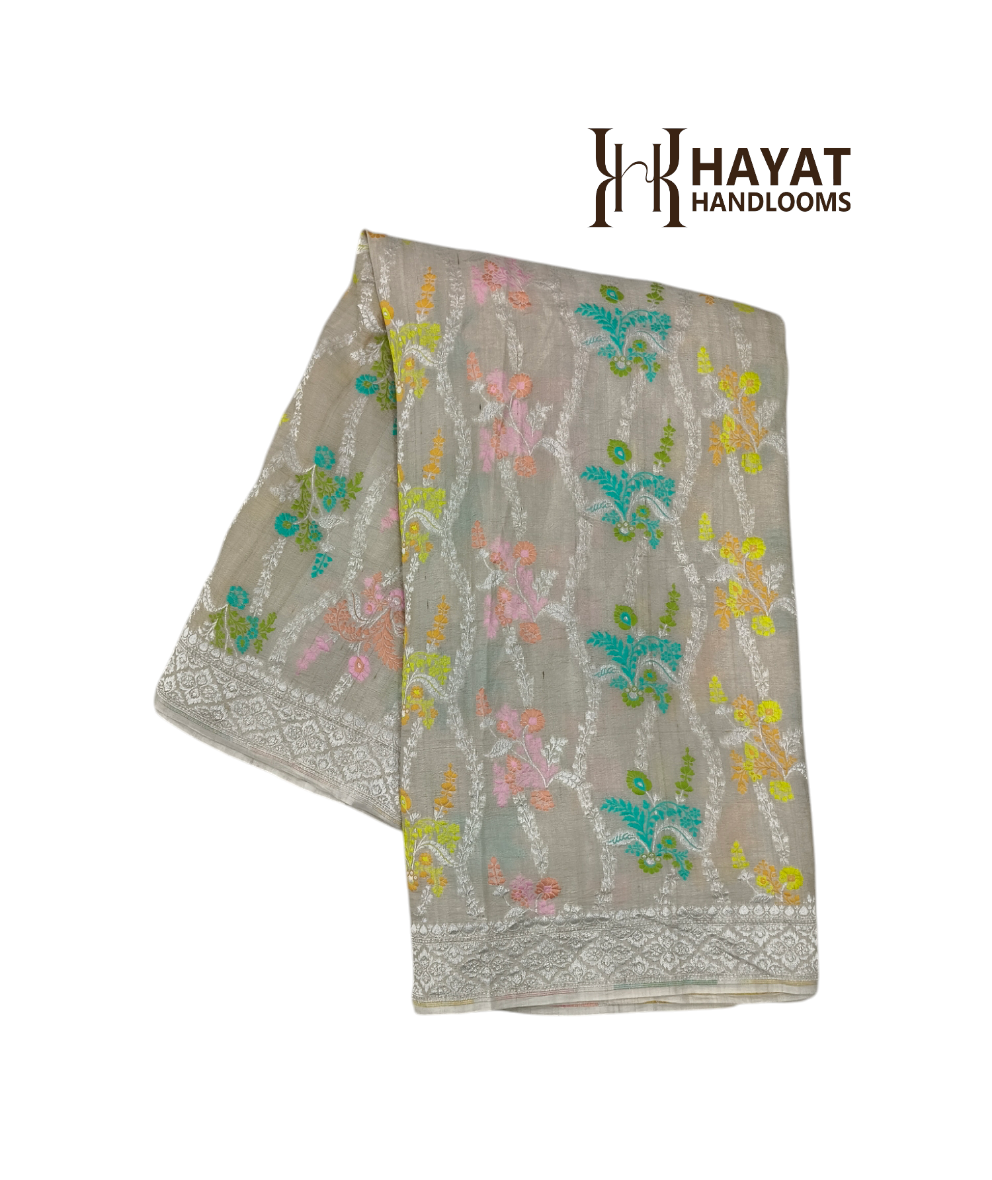 Pure tusser georgette hanloom banarasi saree