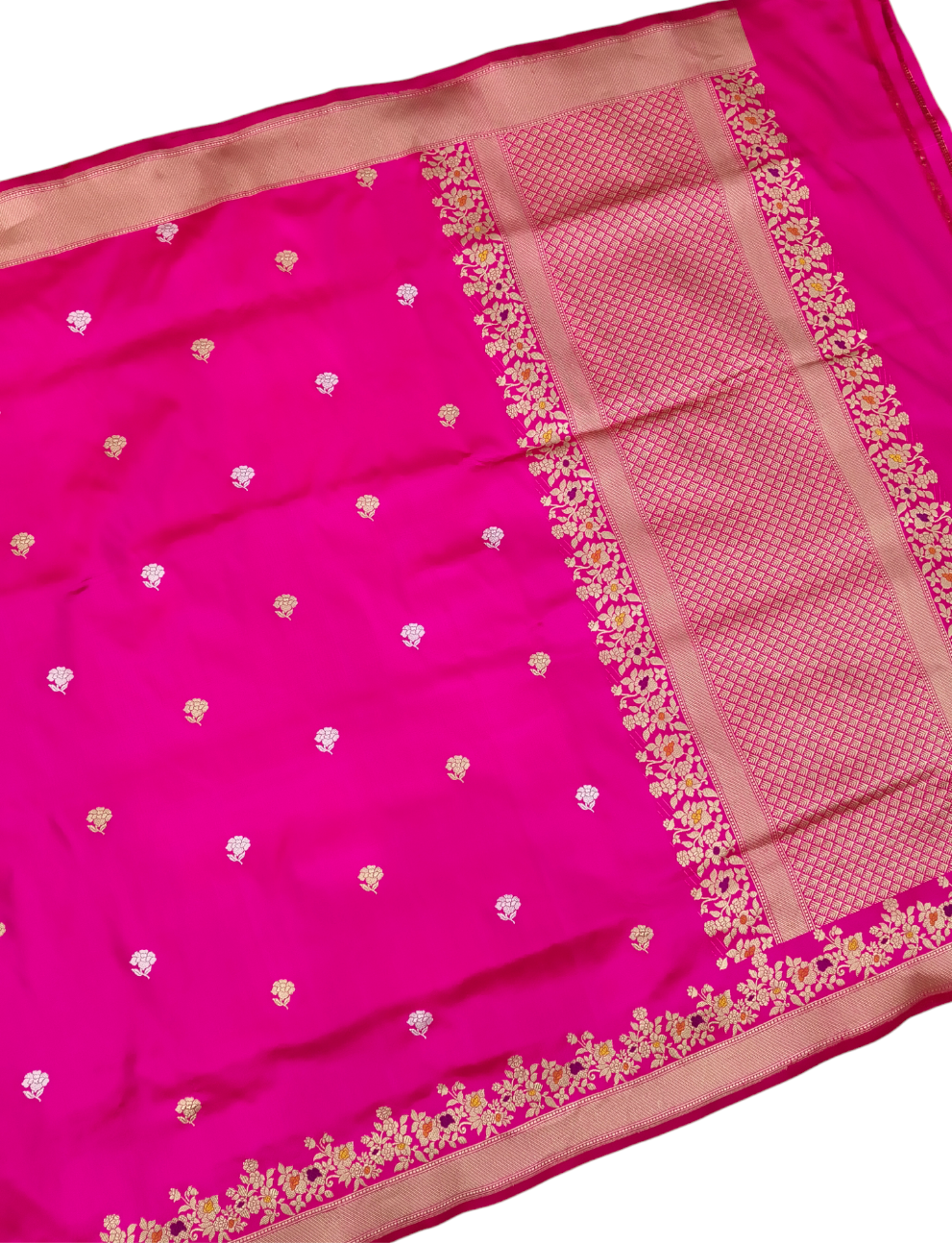 Dark Pink pure katan silk handvowen banarasi saree