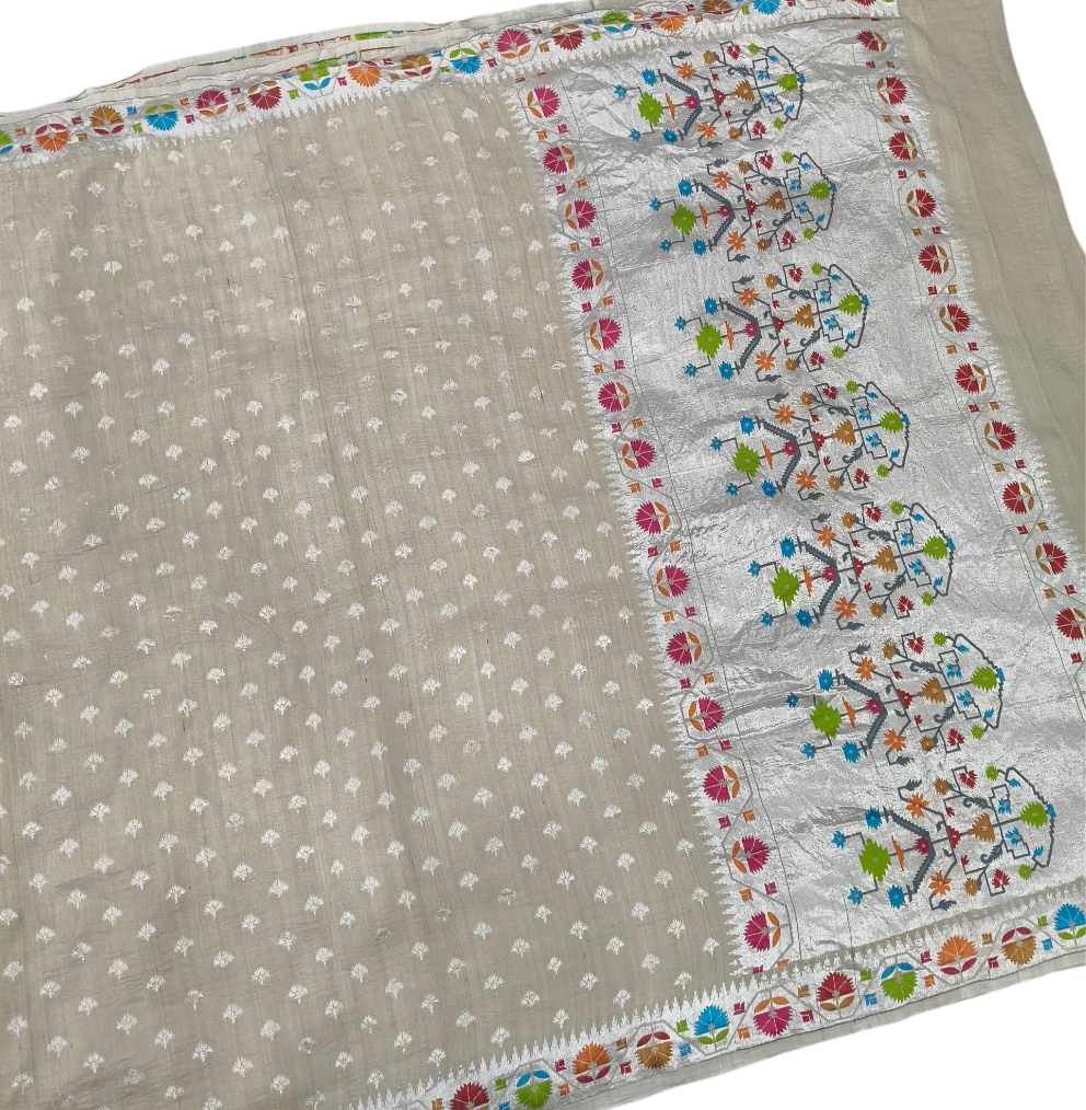 Pure tusser georgette handloom banarasi saree
