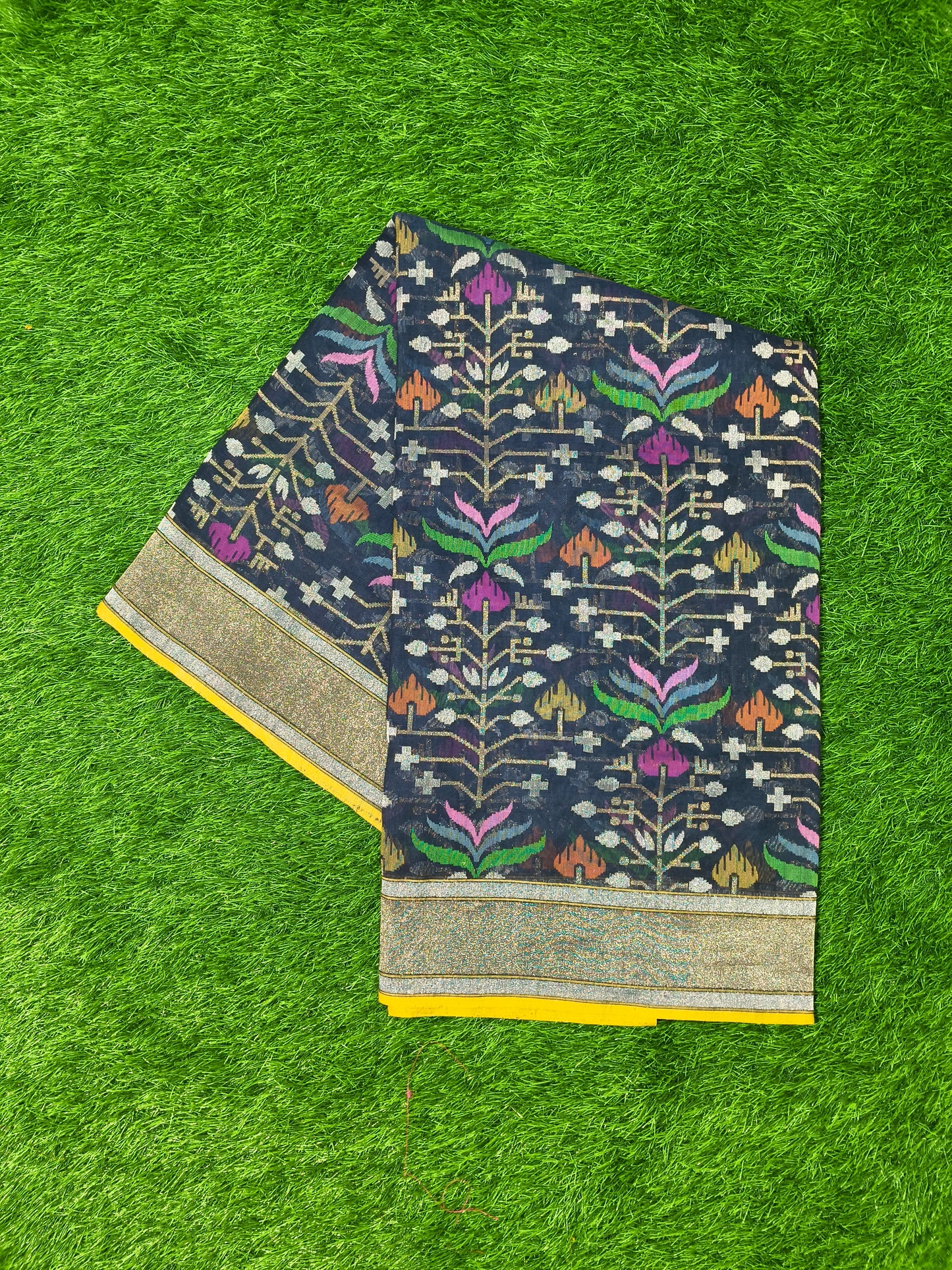 Navi blue Pure cotton realzari saree
