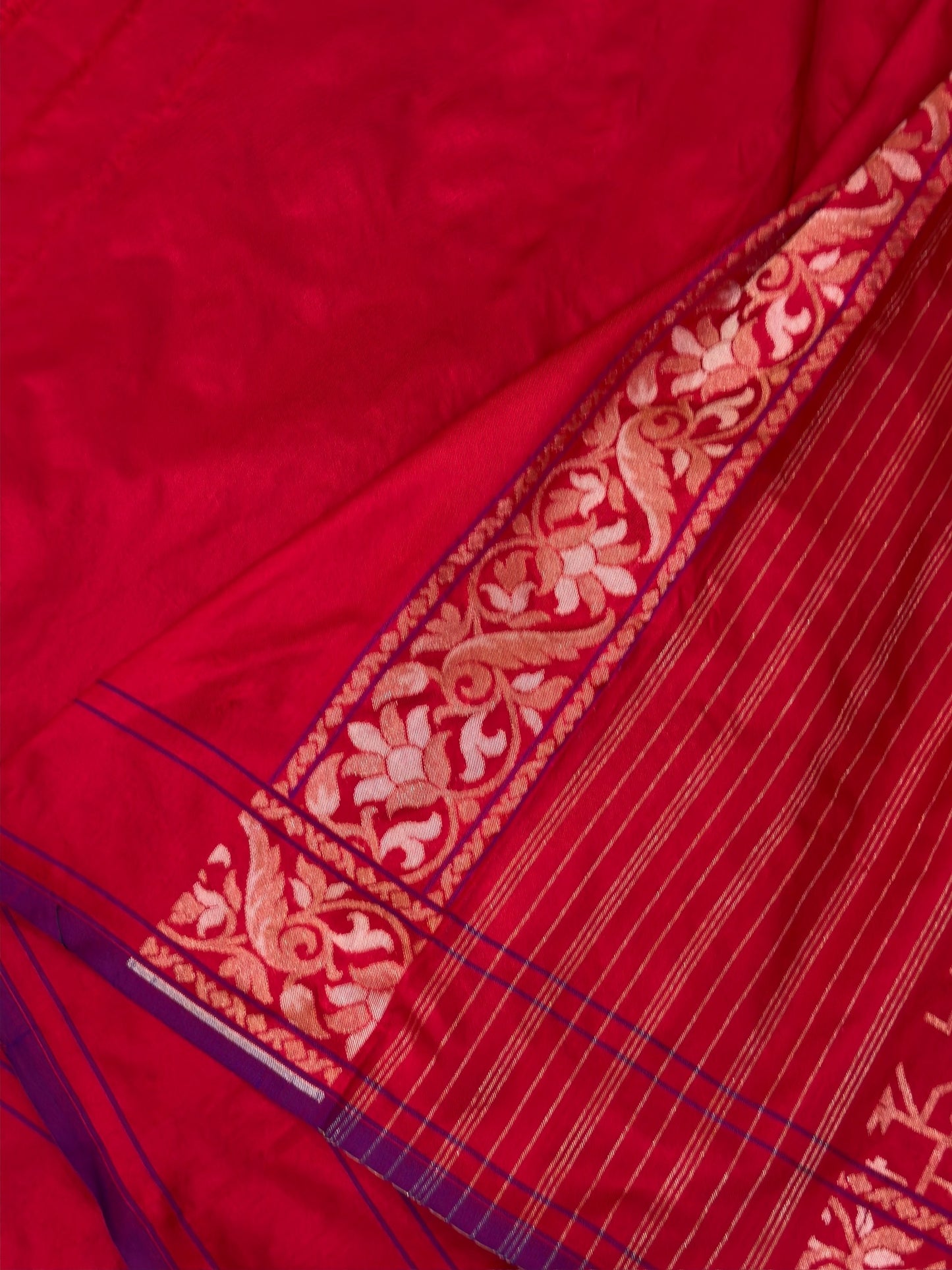 Red Pure Banarasi Ektara Jamdani Silk Handwoven Saree