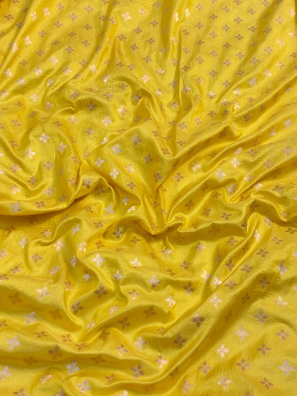 Yellow Banarasi Katan Silk Lehenga with Silver Zari Weaving | Bridal & Festive Ethnic Wear