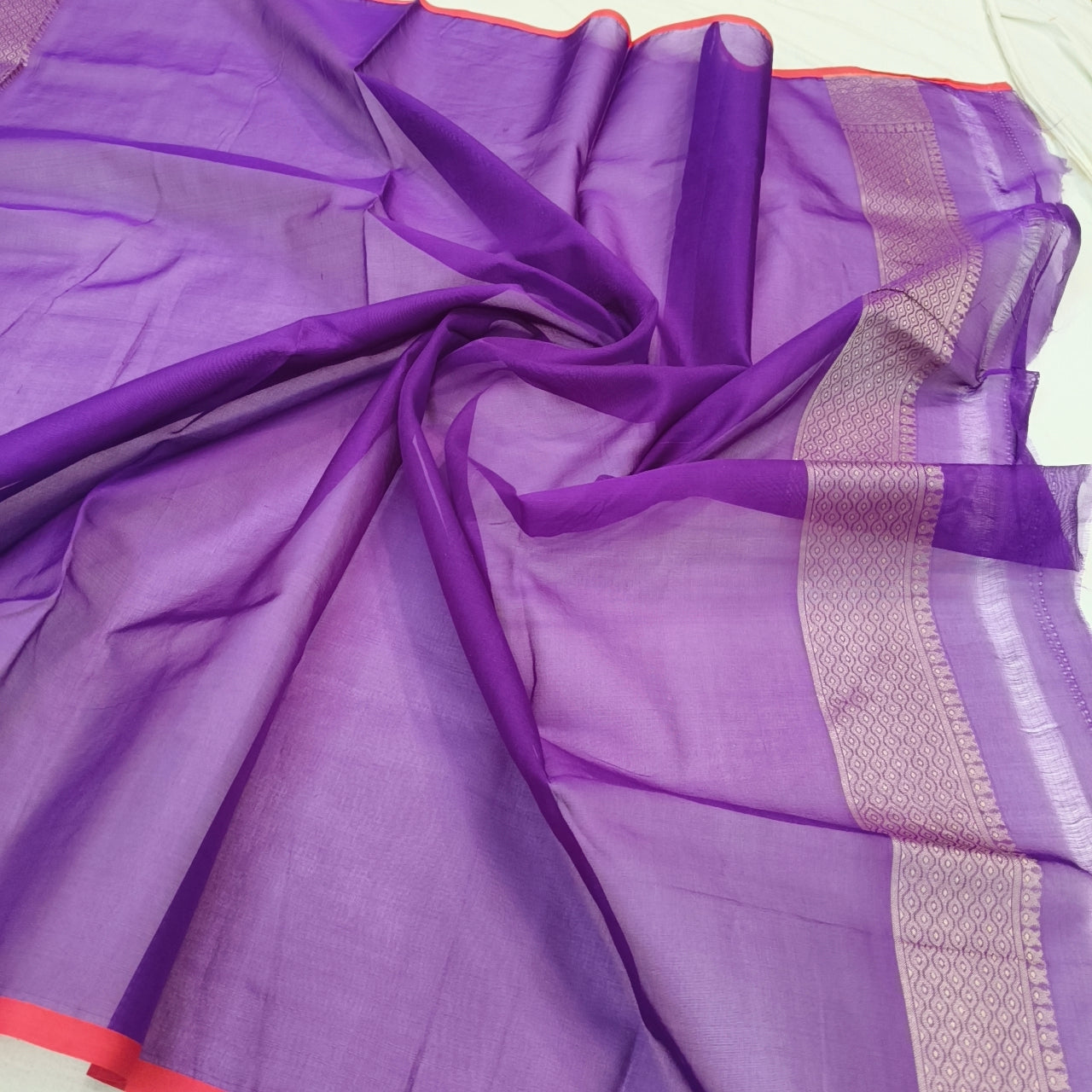 Pure Kora Silk Ektara Tilfi Cutwork Jamdani Banarasi Saree