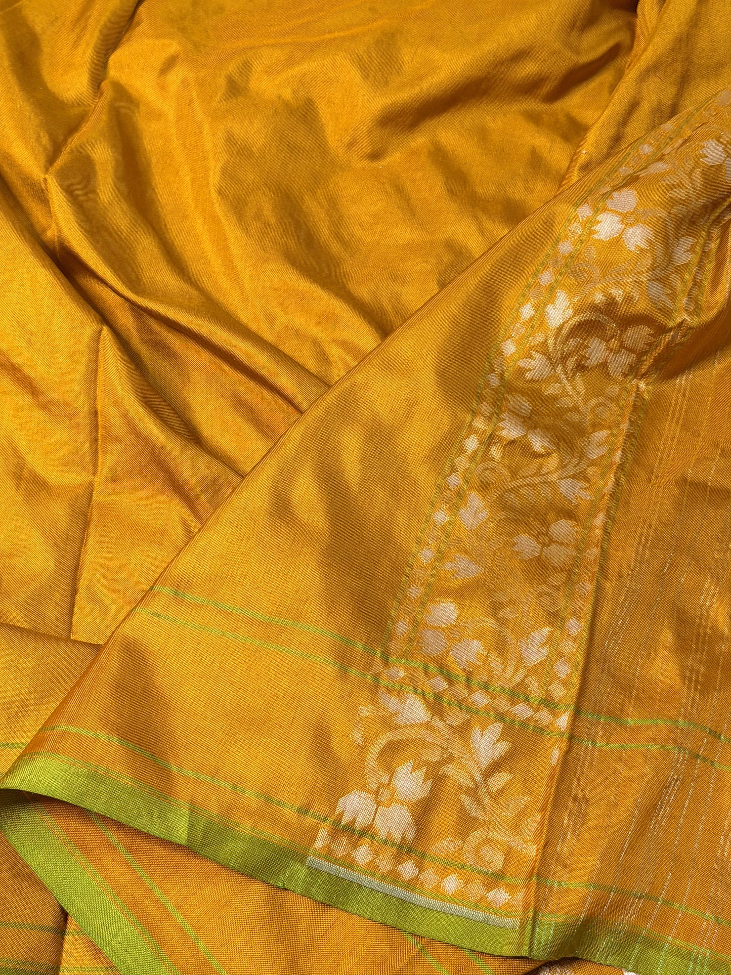 Yellow Pure Banarasi Ektara Jamdani Silk Handwoven Saree