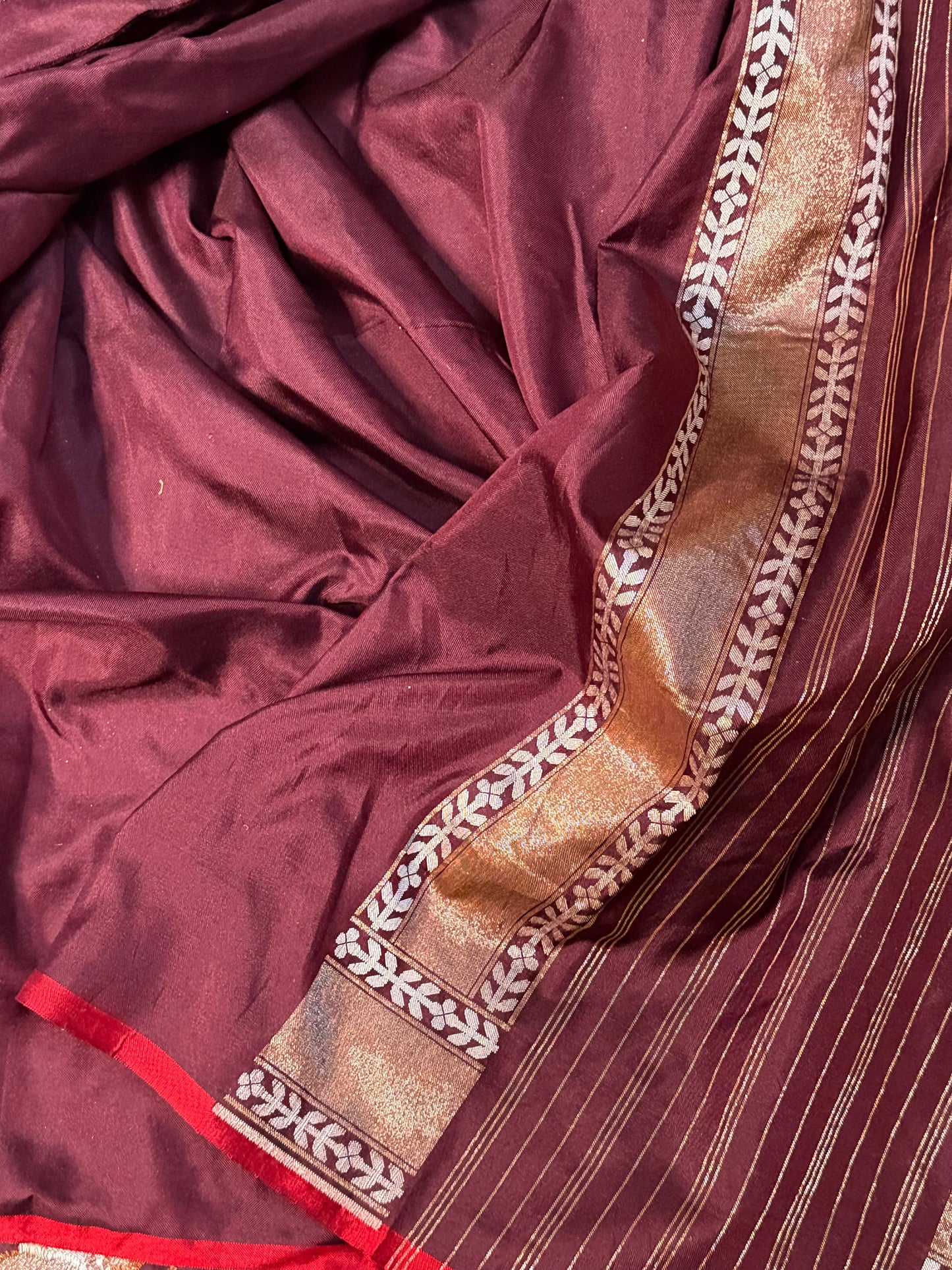 Brown Pure Banarasi Ektara Jamdani Silk Handwoven Saree