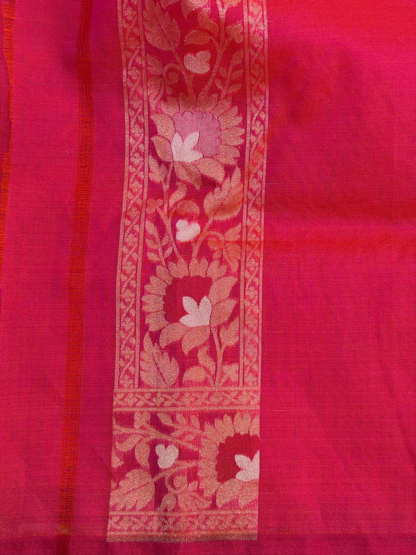 RedishPink Banarasi Kora Jamdani Silk Handwoven Saree