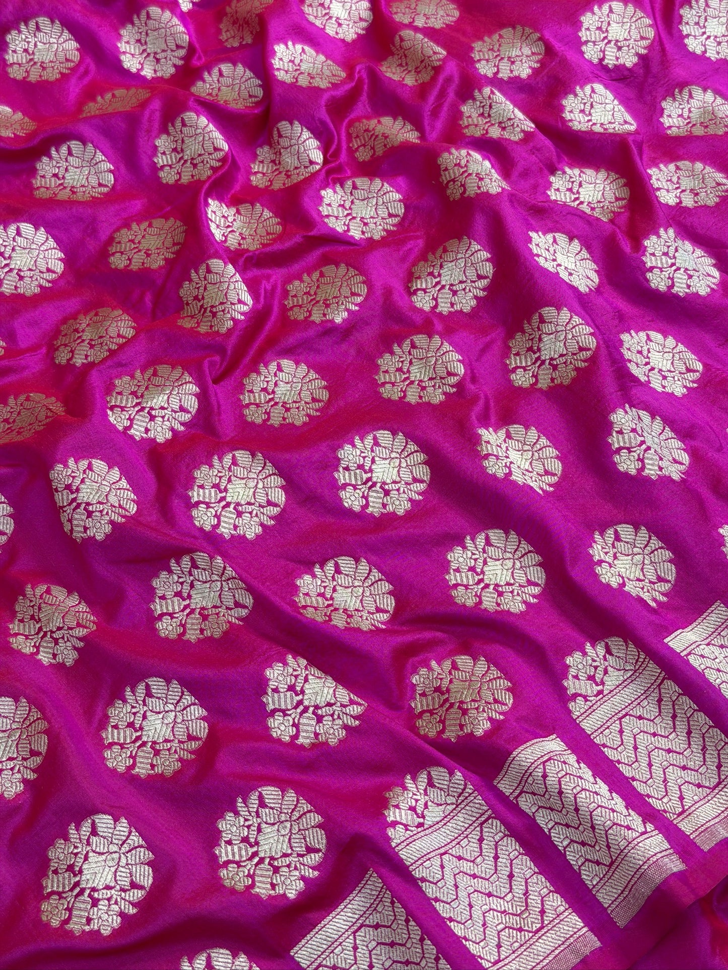 Rani Pink Banarasi Katan Silk Lehenga with Silver Zari Weaving | Bridal & Festive Ethnic Wear