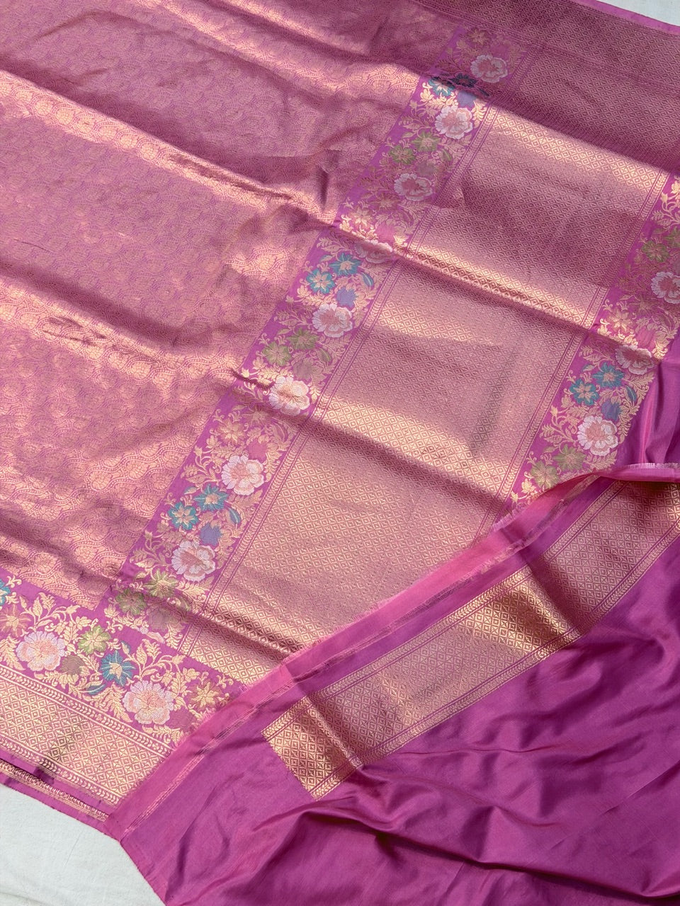 Petal Purple Pure katan silk handvowen banarasi saree