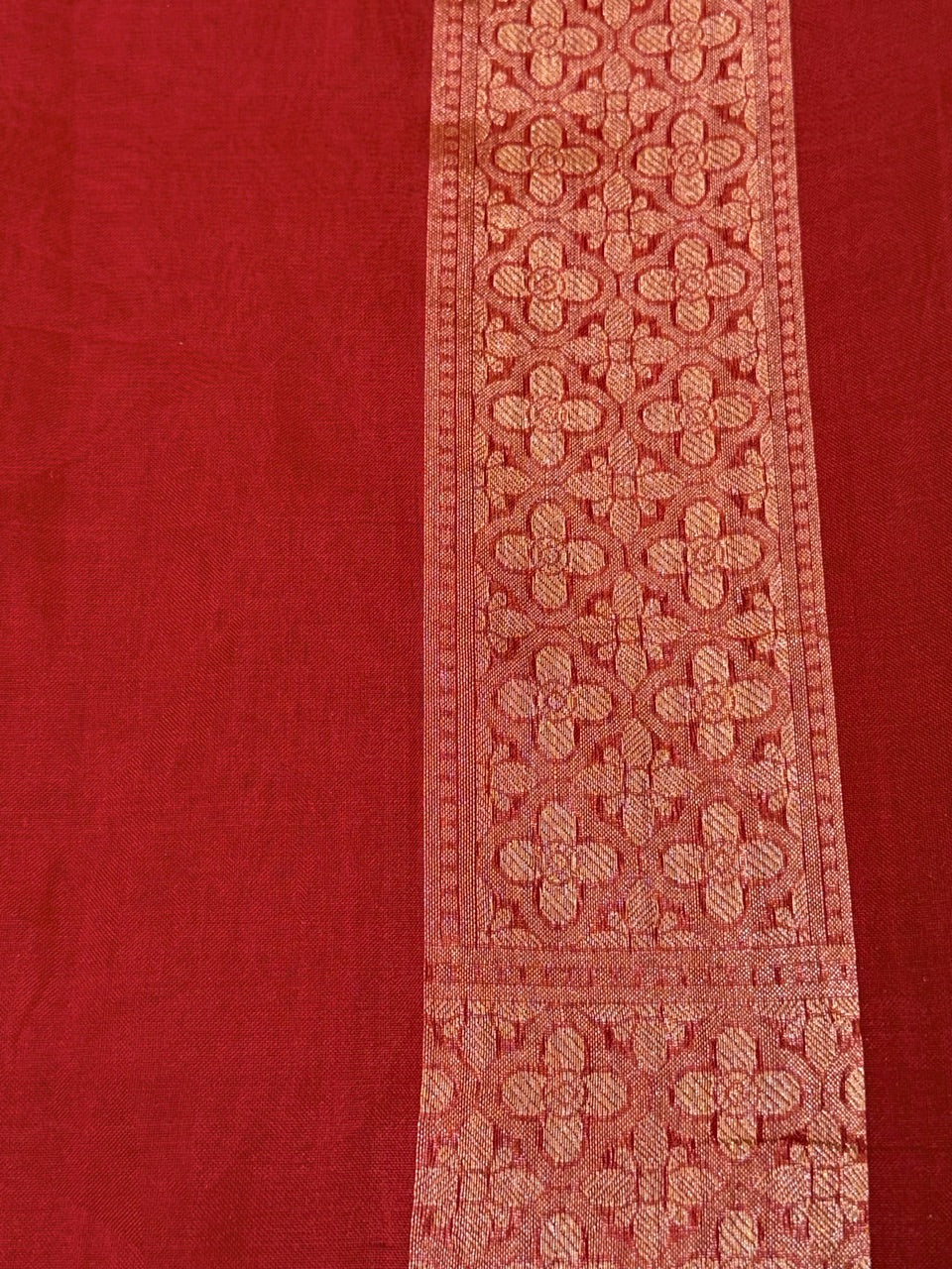 Red Banarasi Kora Jamdani Silk Handwoven Saree