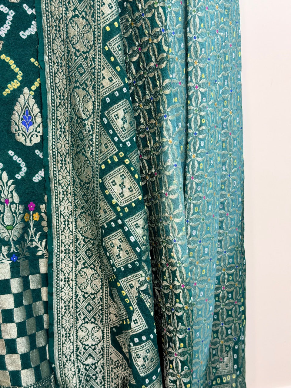 Bottle Green Chiffon Suit Set with Dupatta